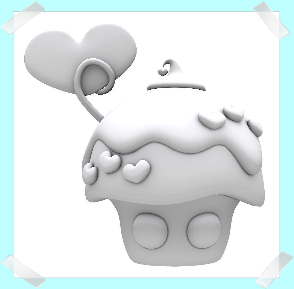 Cute Valentine Day Cake in many colours Low-poly 3D model_11