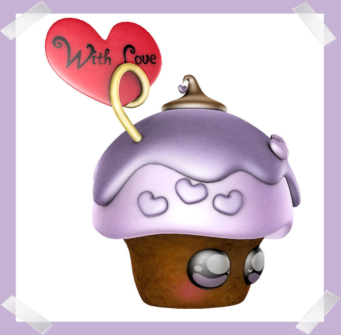 Cute Valentine Day Cake in many colours Low-poly 3D model_3