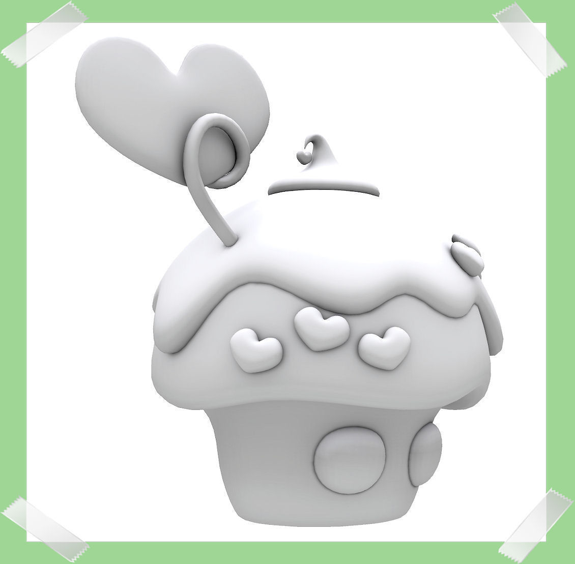 Cute Valentine Day Cake in many colours Low-poly 3D model_6