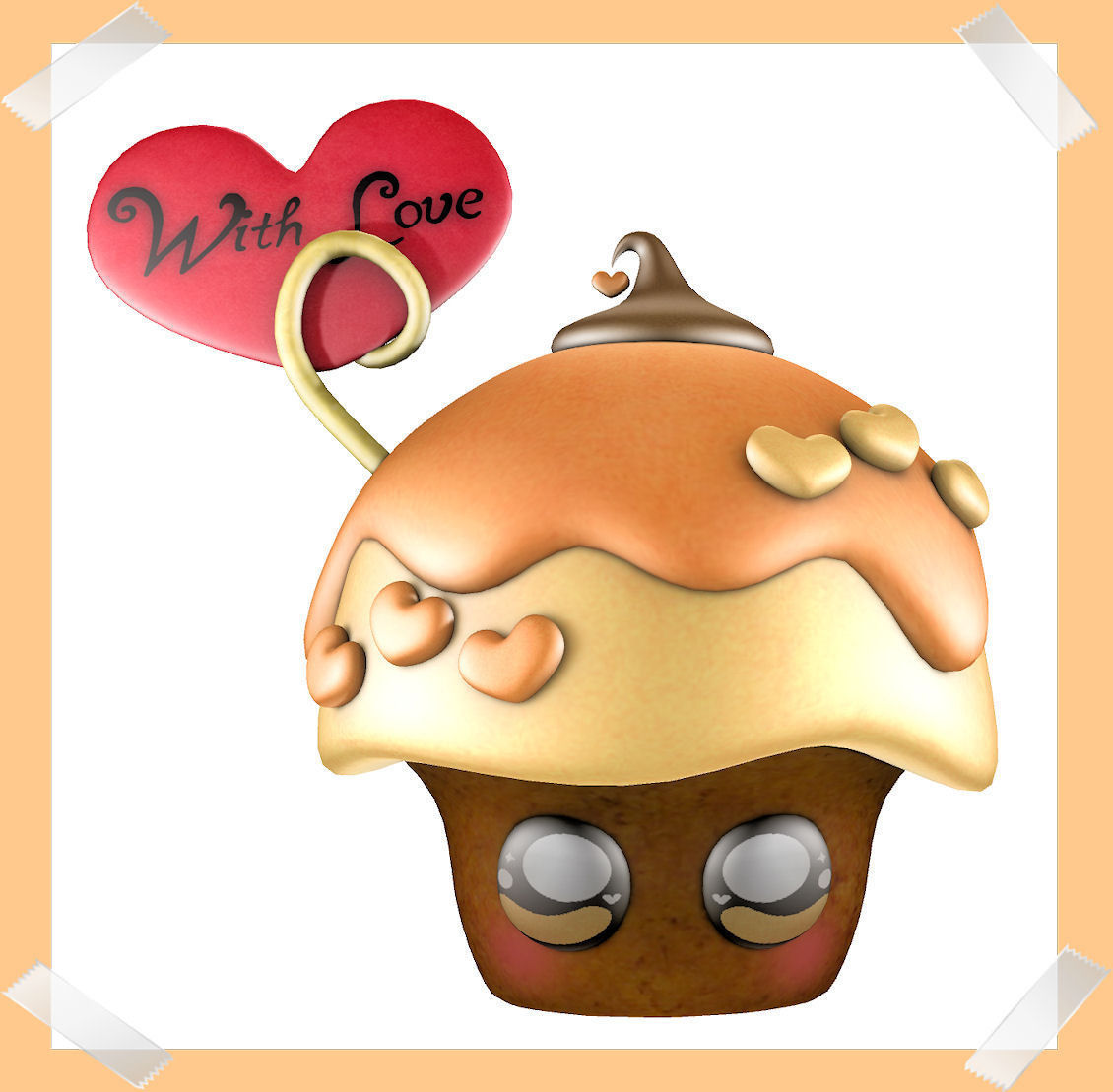 Cute Valentine Day Cake in many colours Low-poly 3D model_4