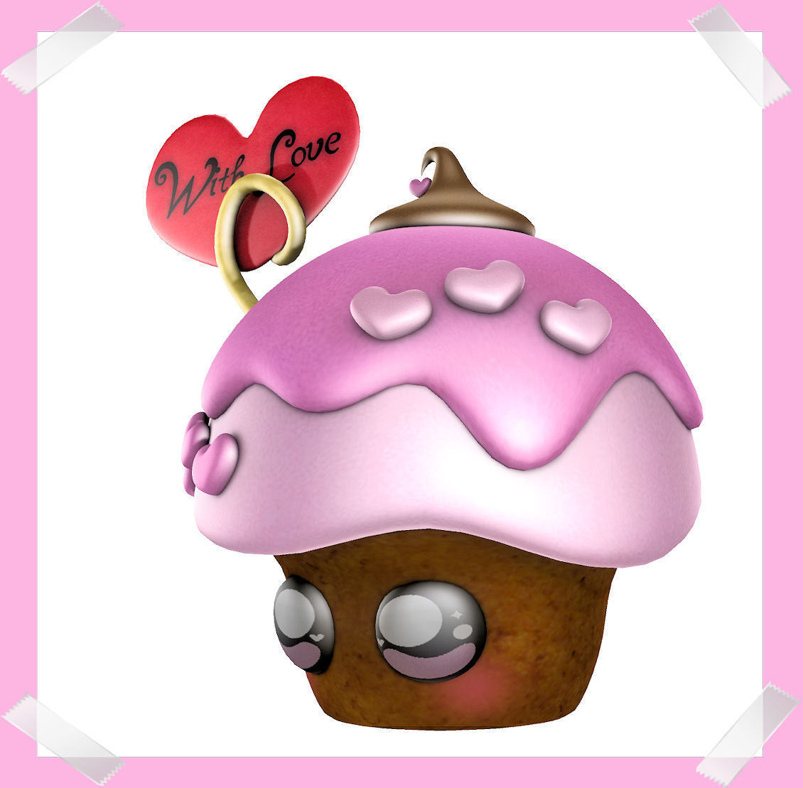 Cute Valentine Day Cake in many colours Low-poly 3D model_2