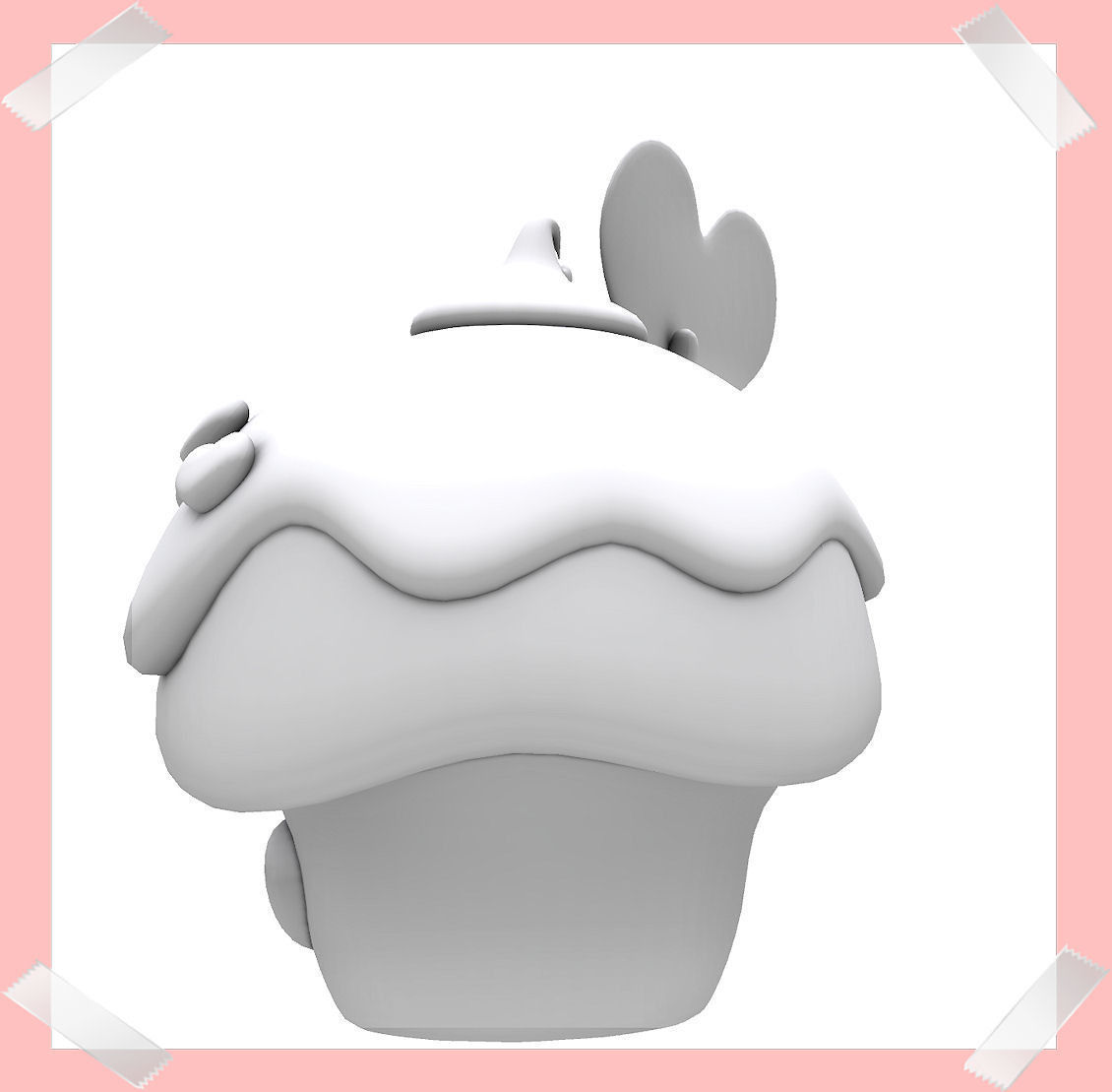 Cute Valentine Day Cake in many colours Low-poly 3D model_8