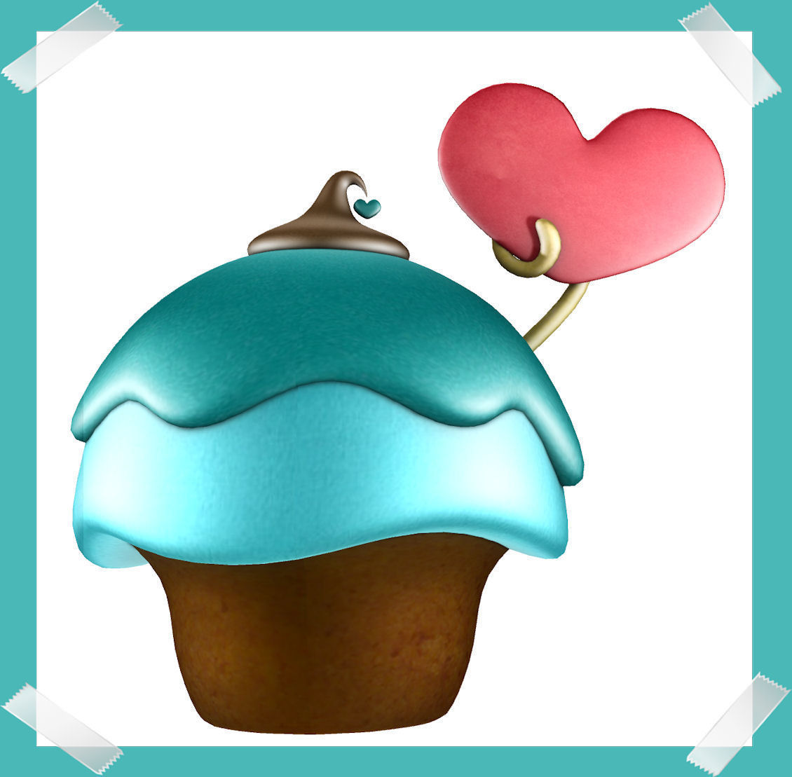 Cute Valentine Day Cake in many colours Low-poly 3D model_1