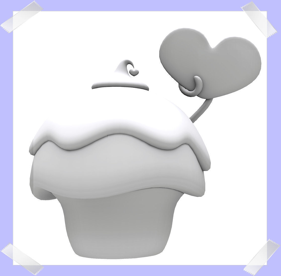 Cute Valentine Day Cake in many colours Low-poly 3D model_7