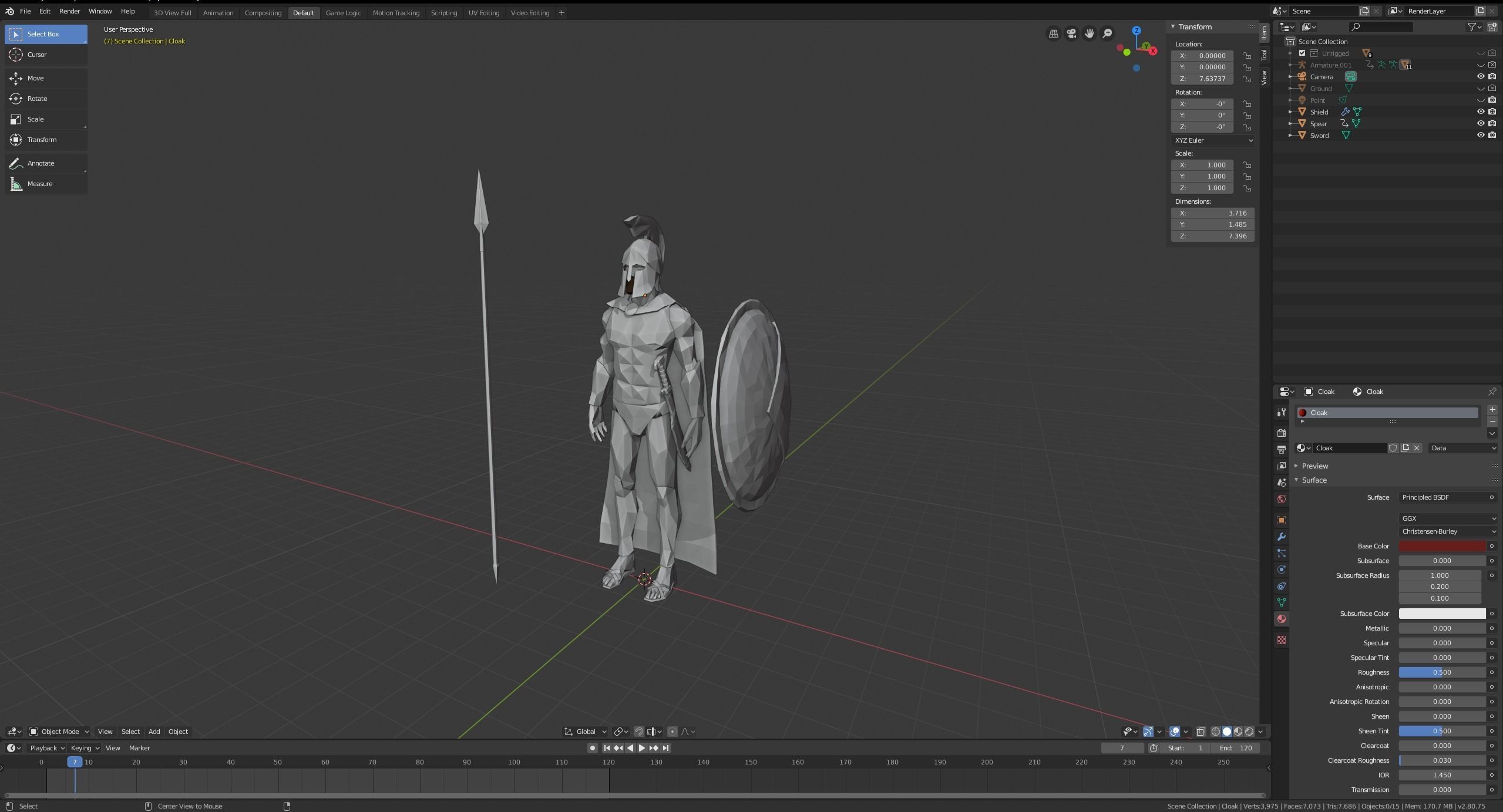 Low Poly Spartan Warrior Low-poly 3D model_15