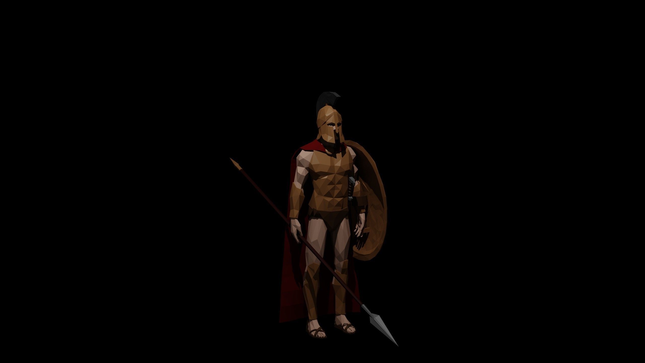 Low Poly Spartan Warrior Low-poly 3D model_5