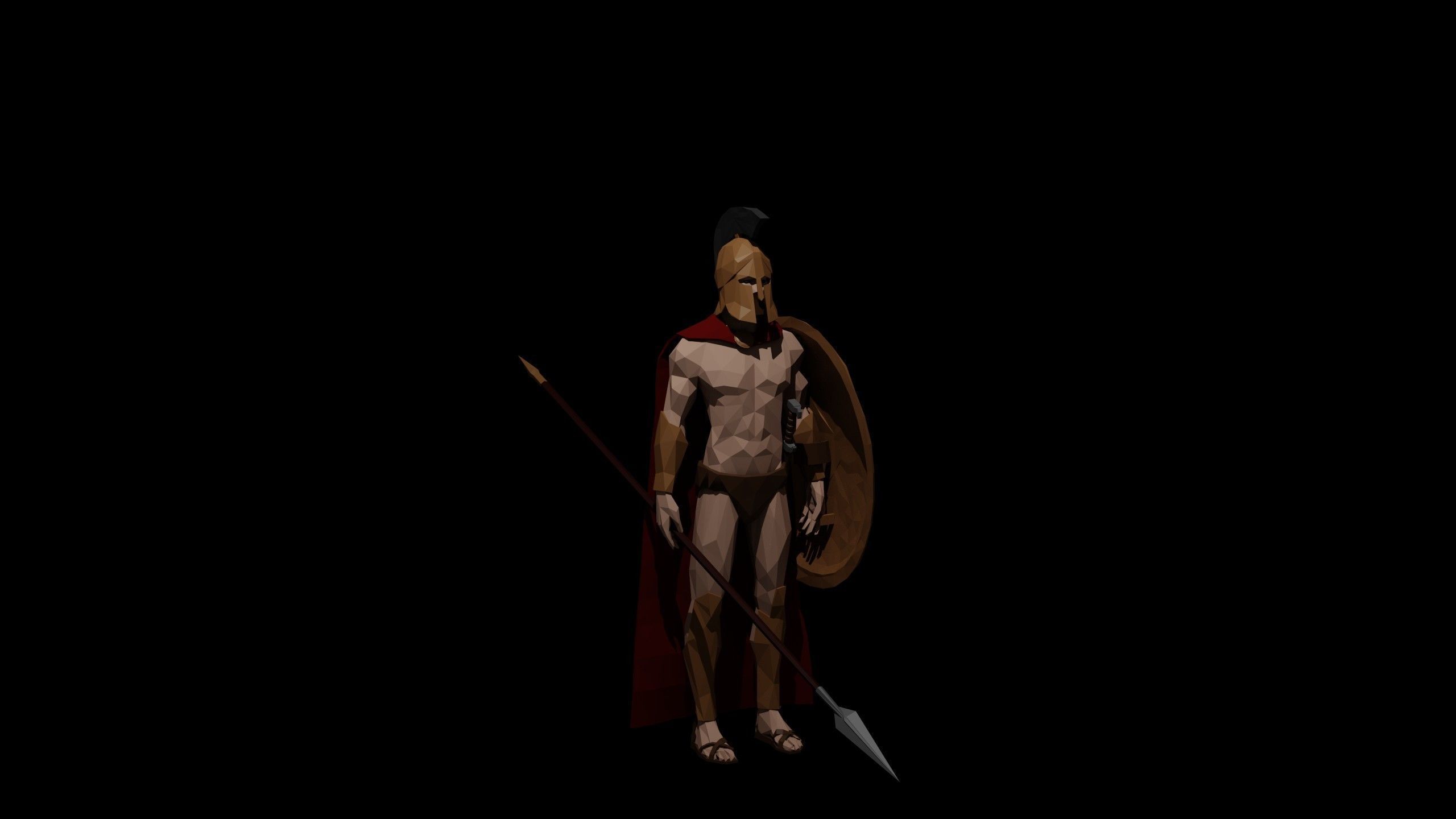 Low Poly Spartan Warrior Low-poly 3D model_6