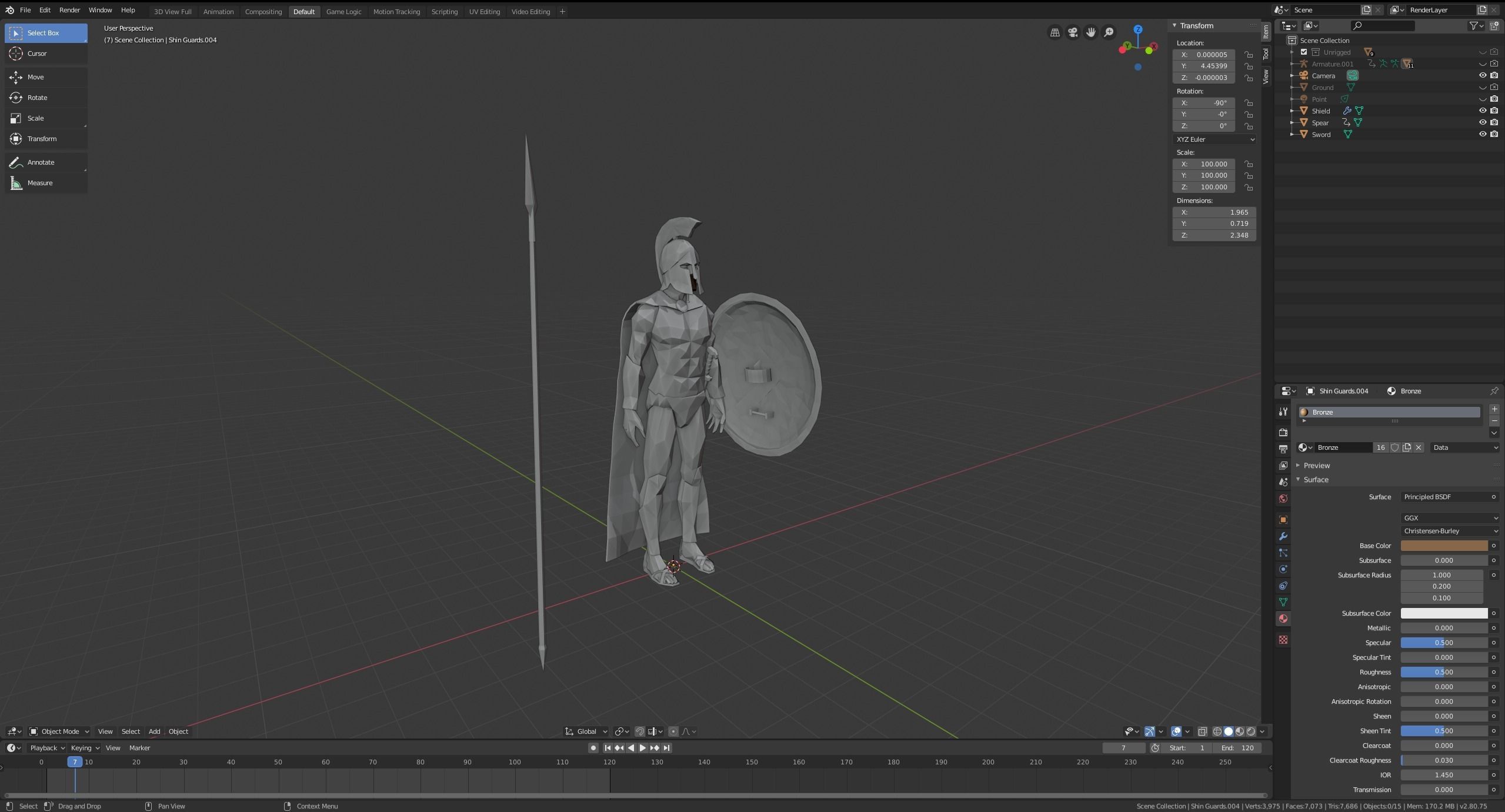 Low Poly Spartan Warrior Low-poly 3D model_16
