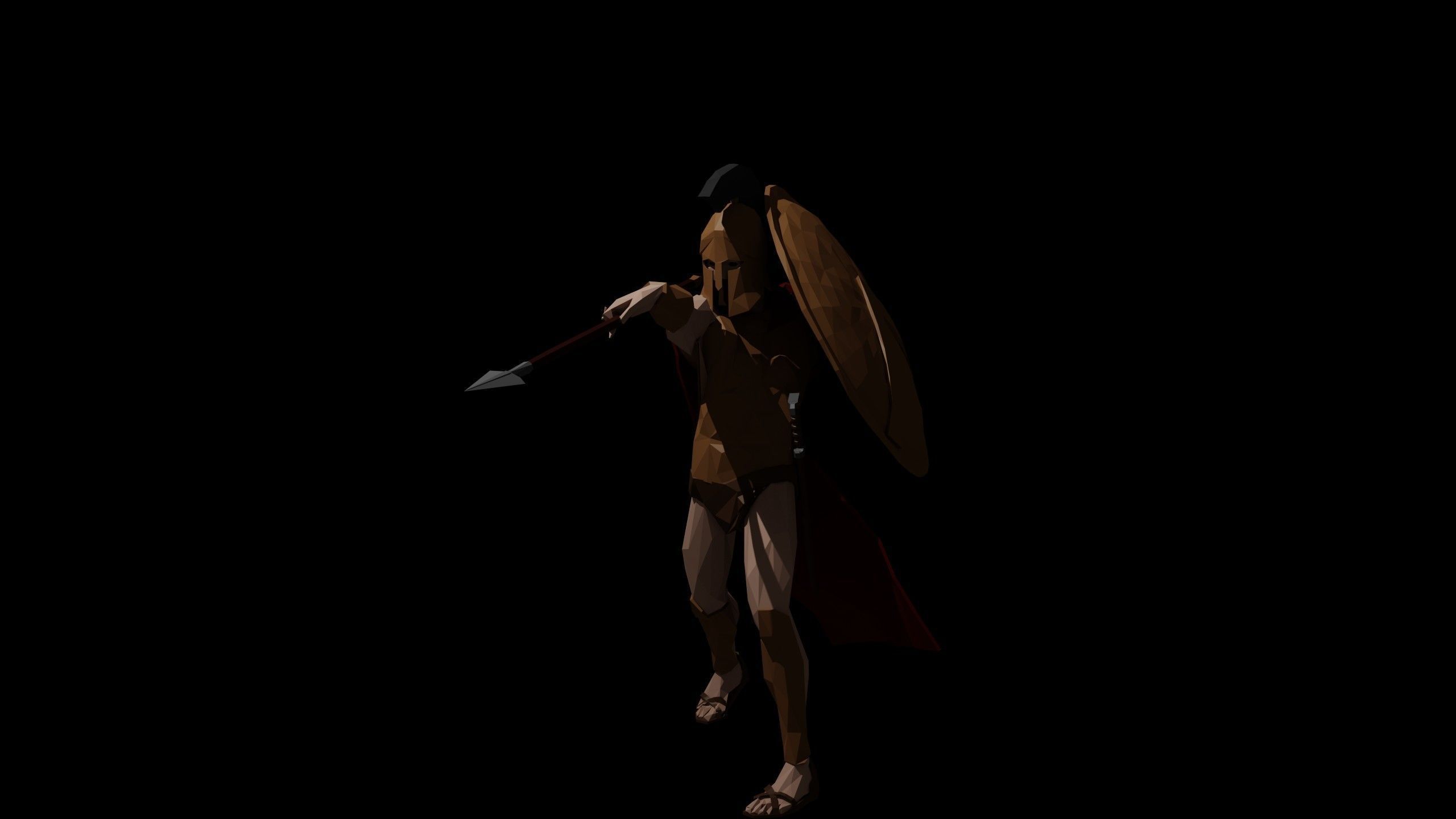 Low Poly Spartan Warrior Low-poly 3D model_4