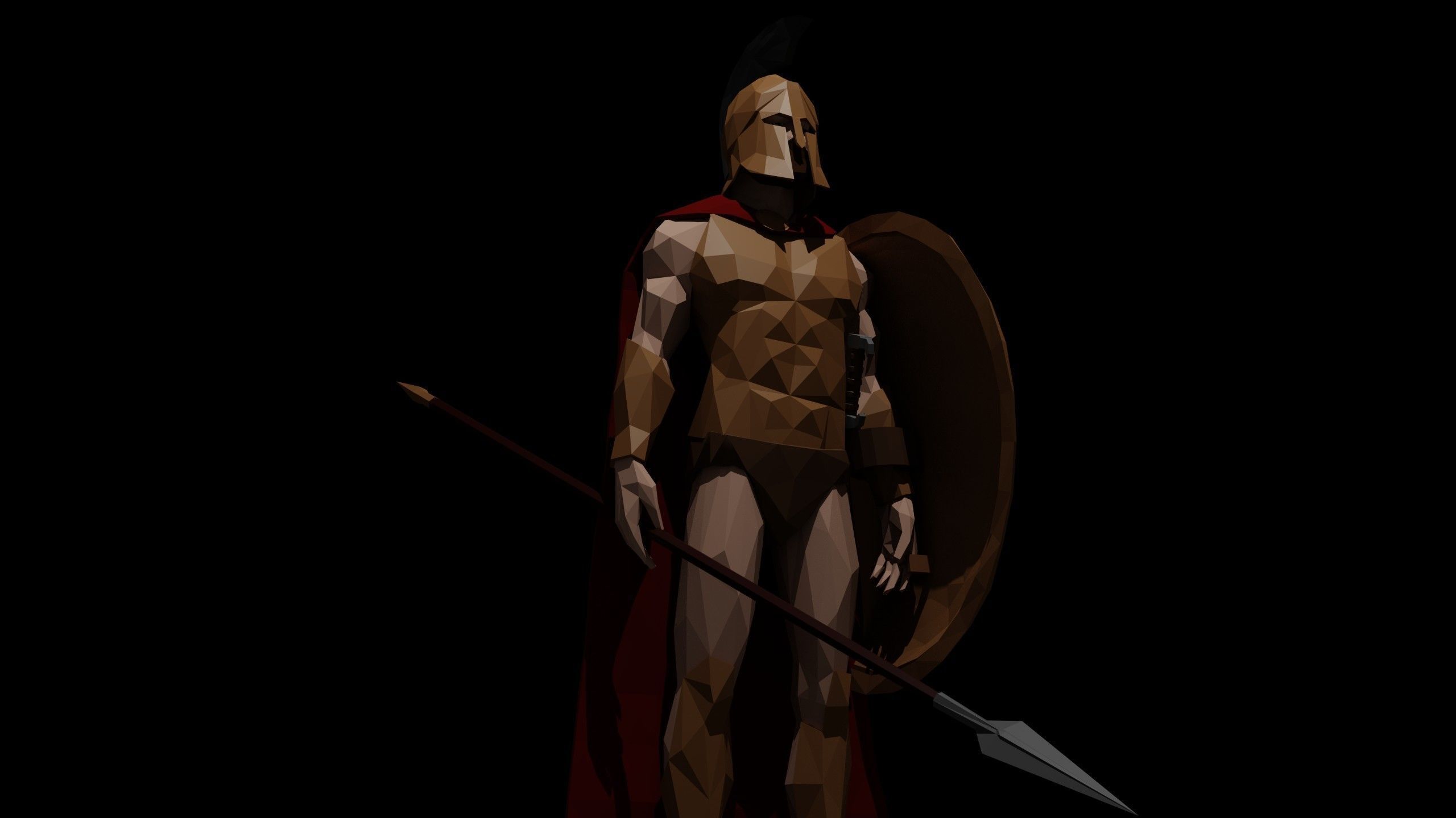 Low Poly Spartan Warrior Low-poly 3D model_8
