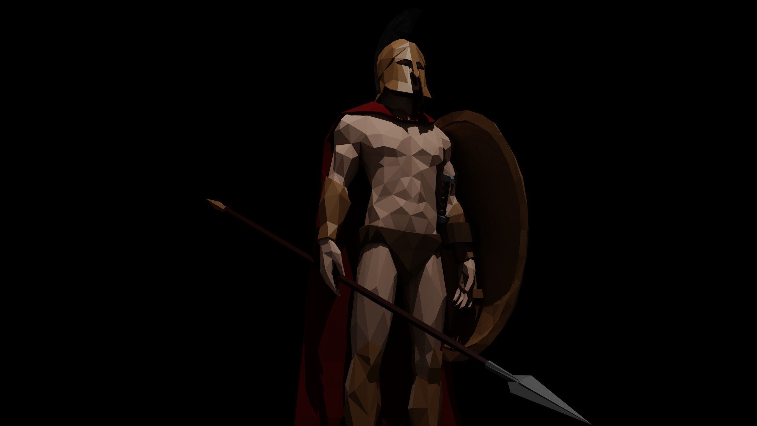 Low Poly Spartan Warrior Low-poly 3D model_7