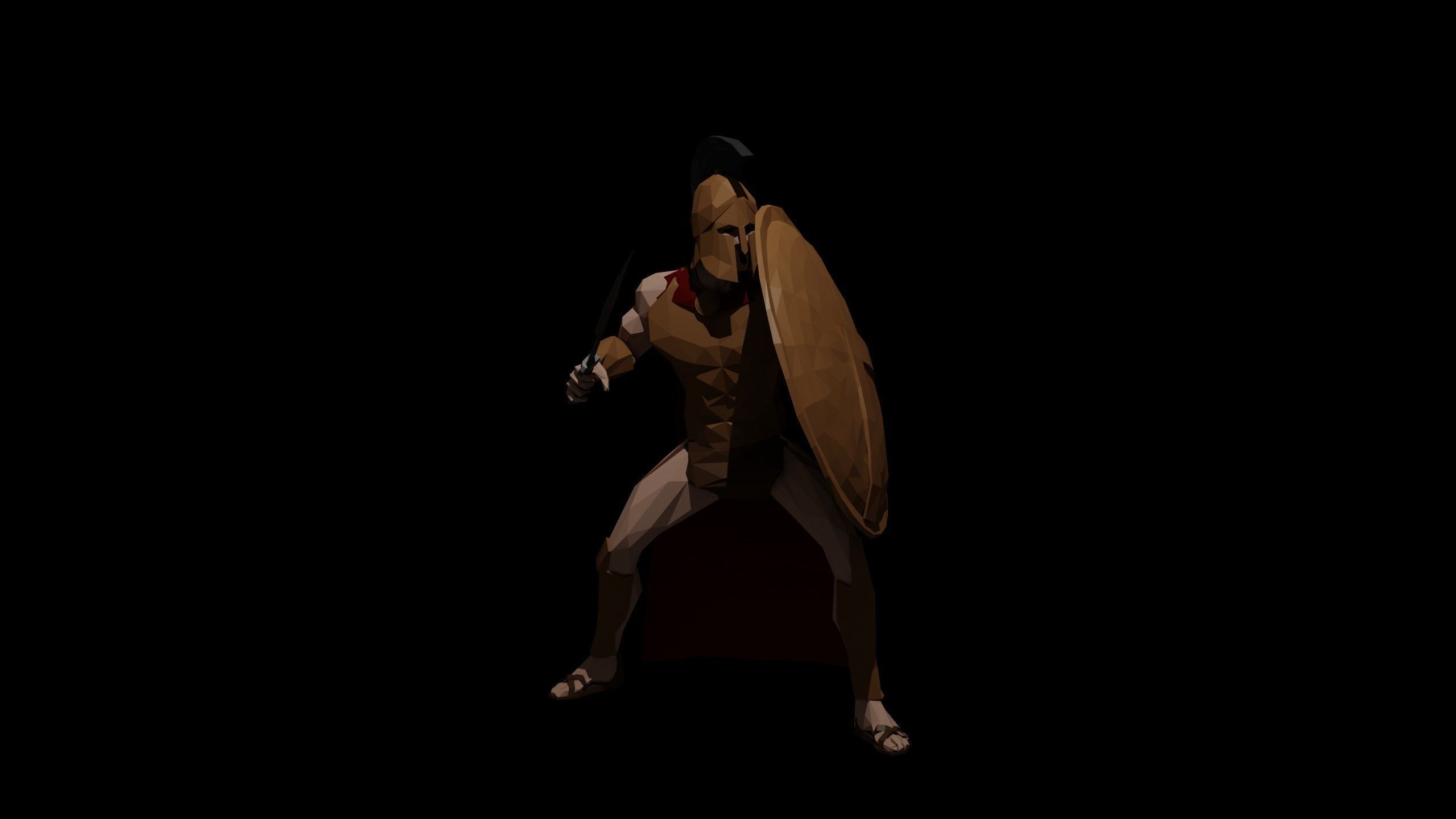 Low Poly Spartan Warrior Low-poly 3D model_11