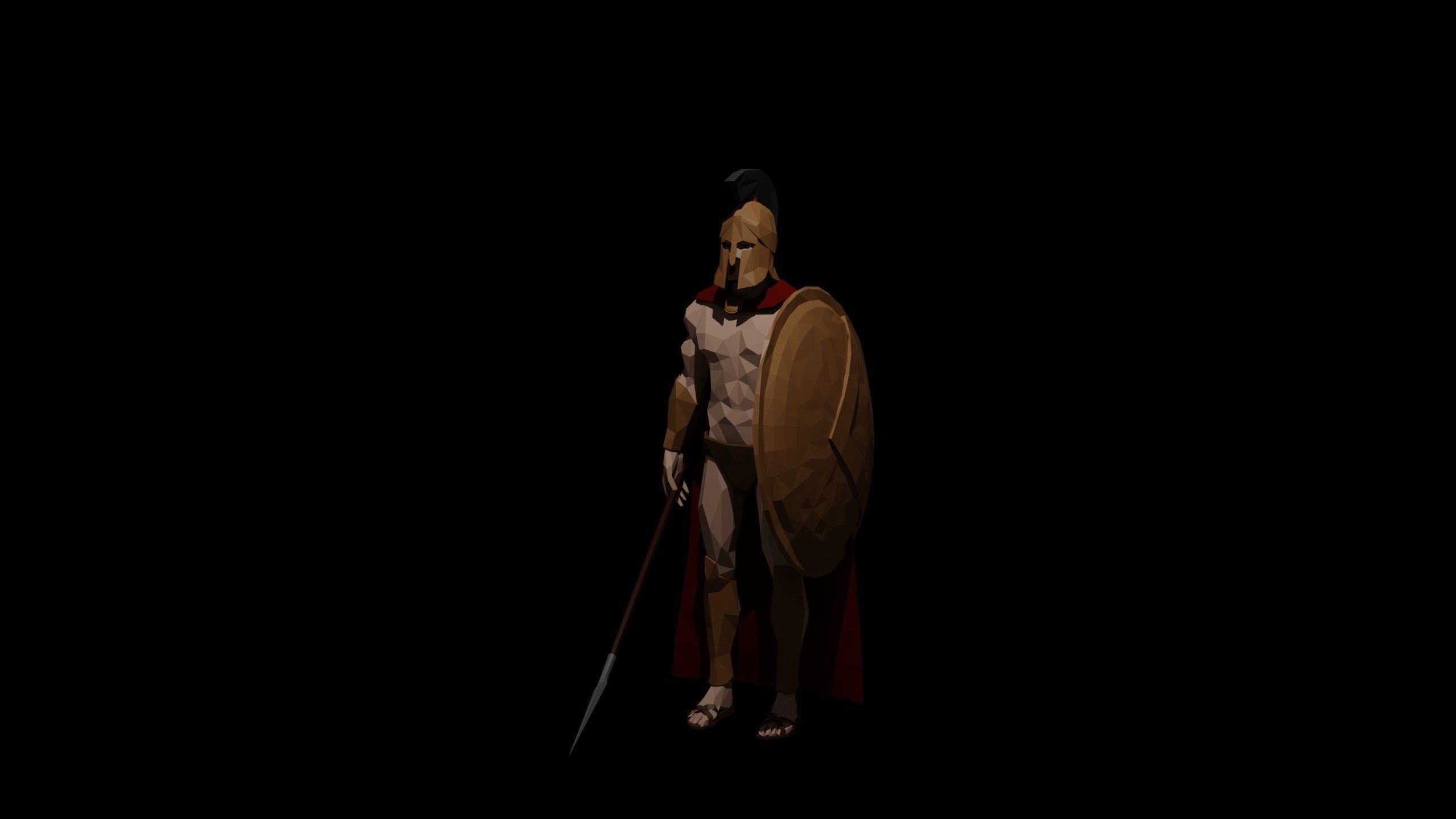 Low Poly Spartan Warrior Low-poly 3D model_10