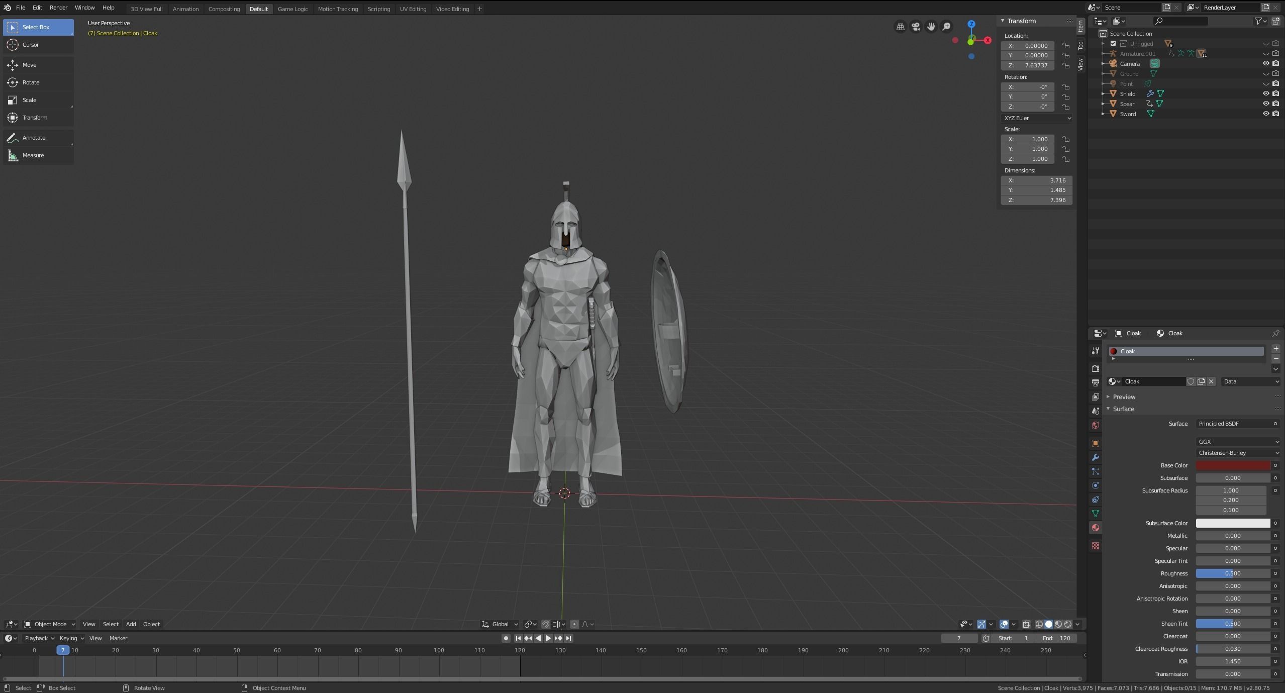 Low Poly Spartan Warrior Low-poly 3D model_14