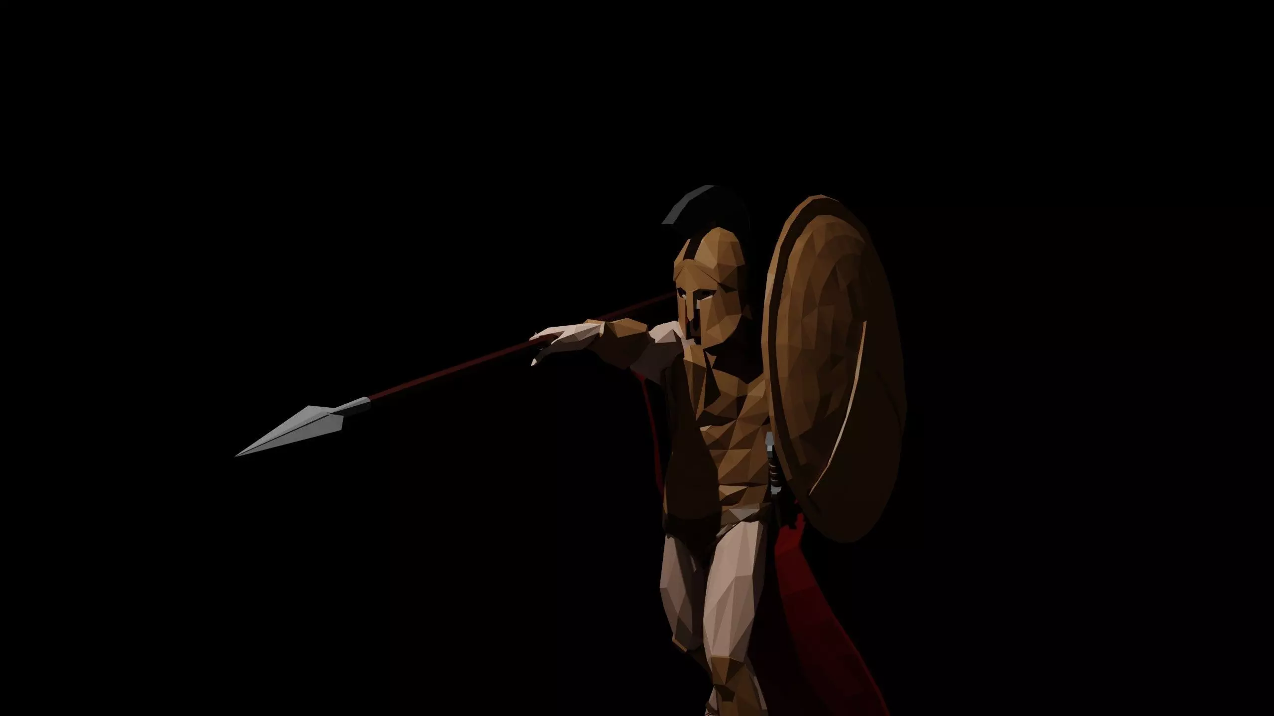 Low Poly Spartan Warrior Low-poly 3D model_0