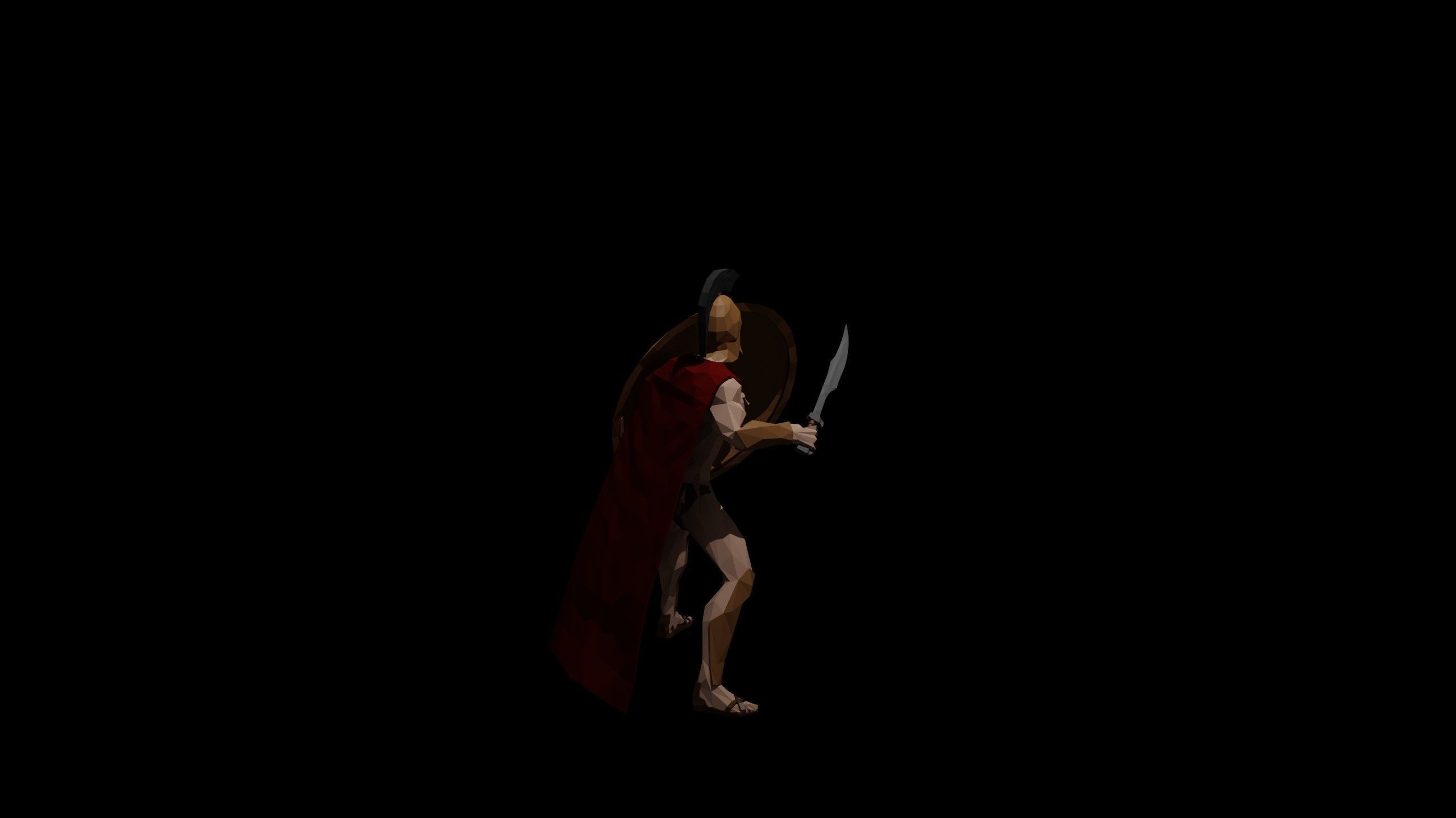 Low Poly Spartan Warrior Low-poly 3D model_12