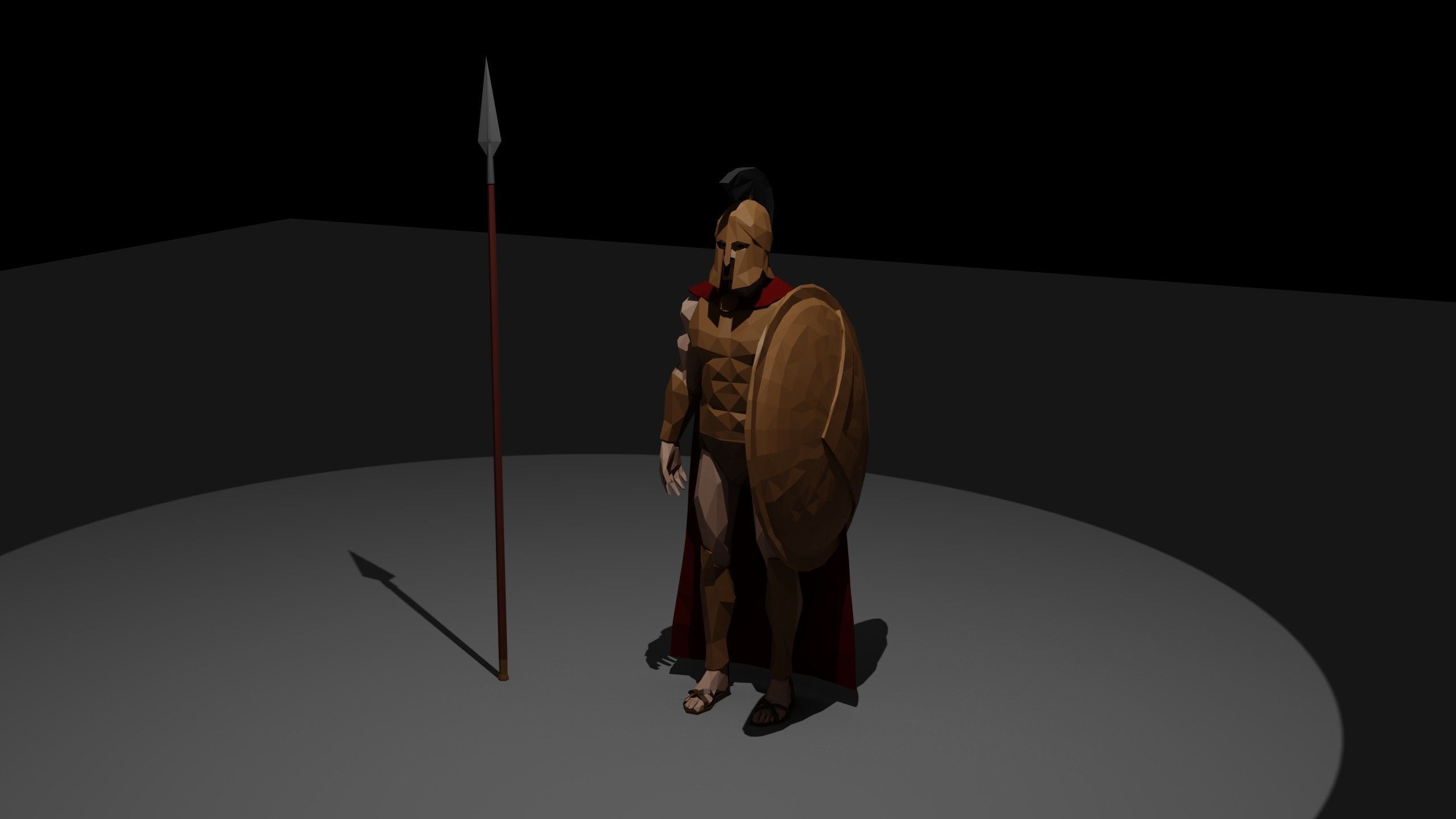 Low Poly Spartan Warrior Low-poly 3D model_13