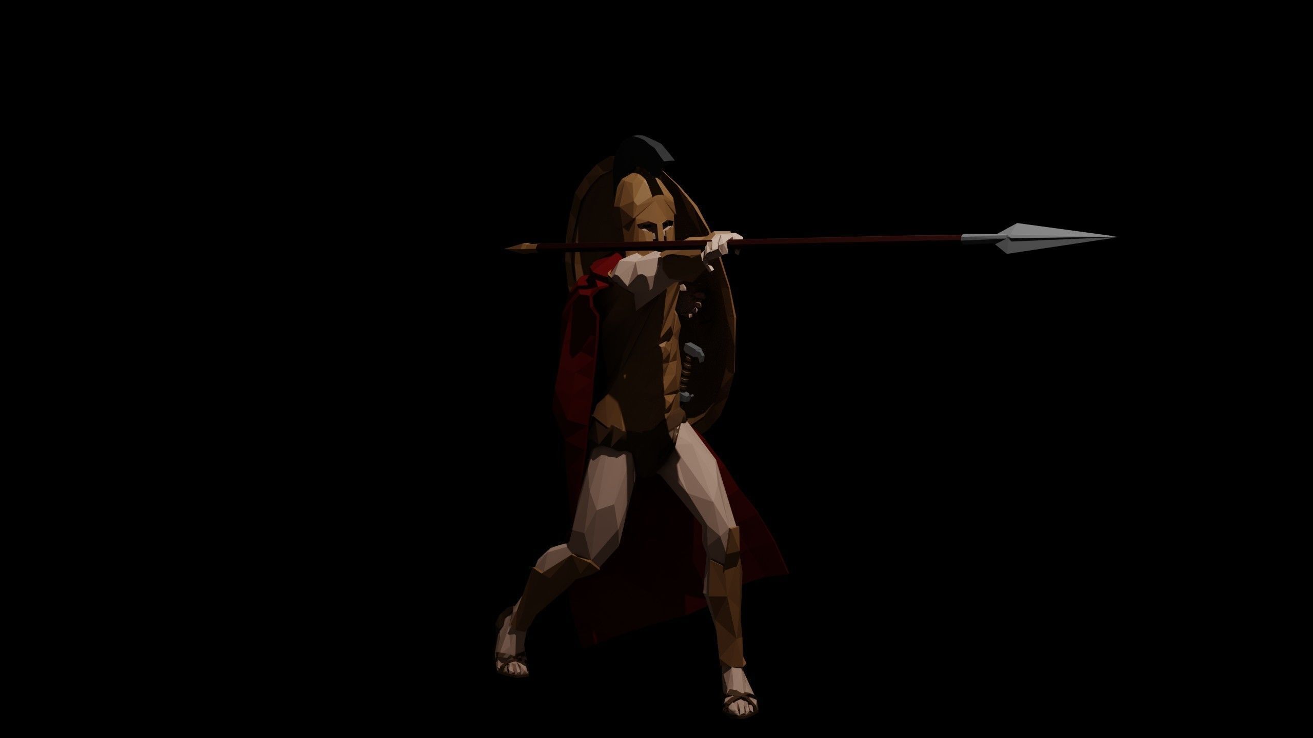Low Poly Spartan Warrior Low-poly 3D model_2