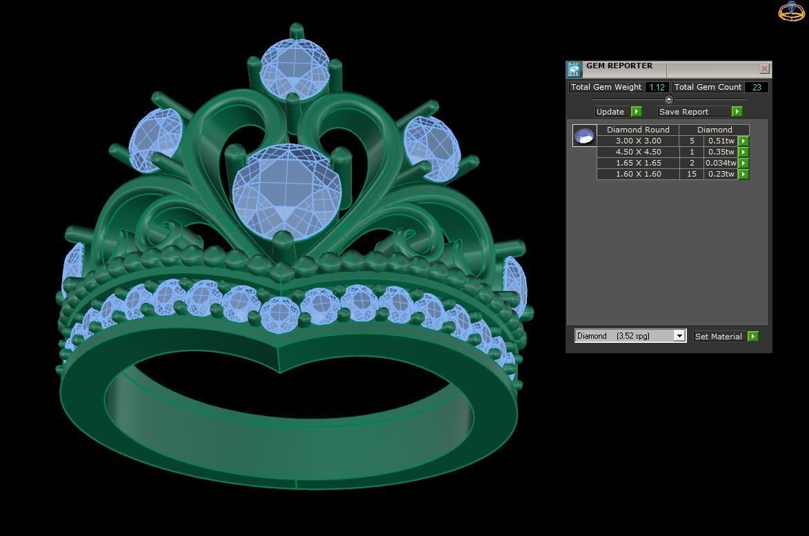 Crown female ring 3D model_2