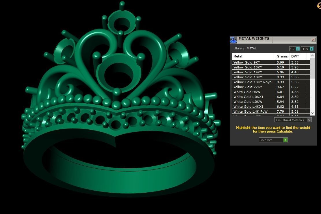 Crown female ring 3D model_3