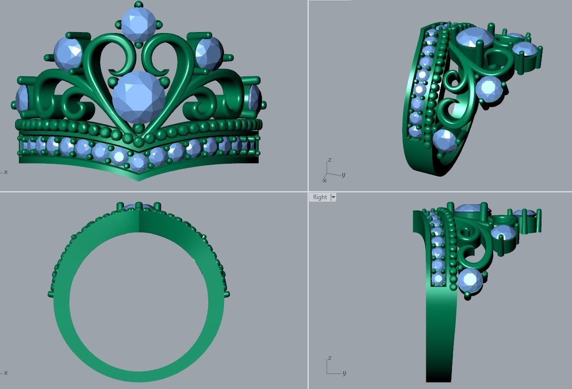 Crown female ring 3D model_1