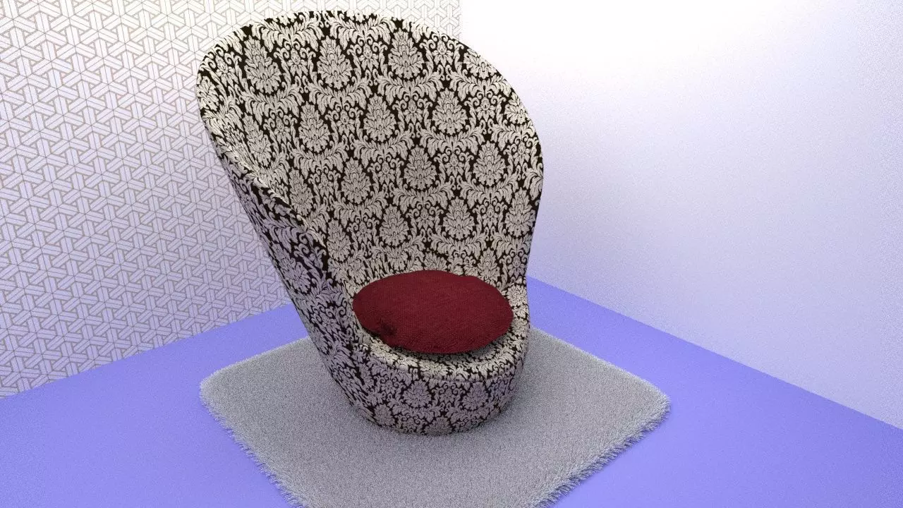 Single printed sofa Low-poly 3D model_0