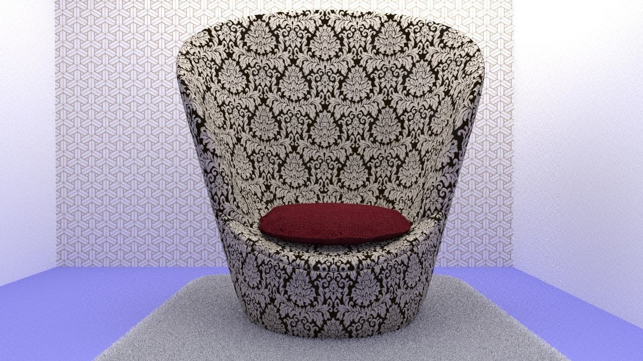 Single printed sofa Low-poly 3D model_1