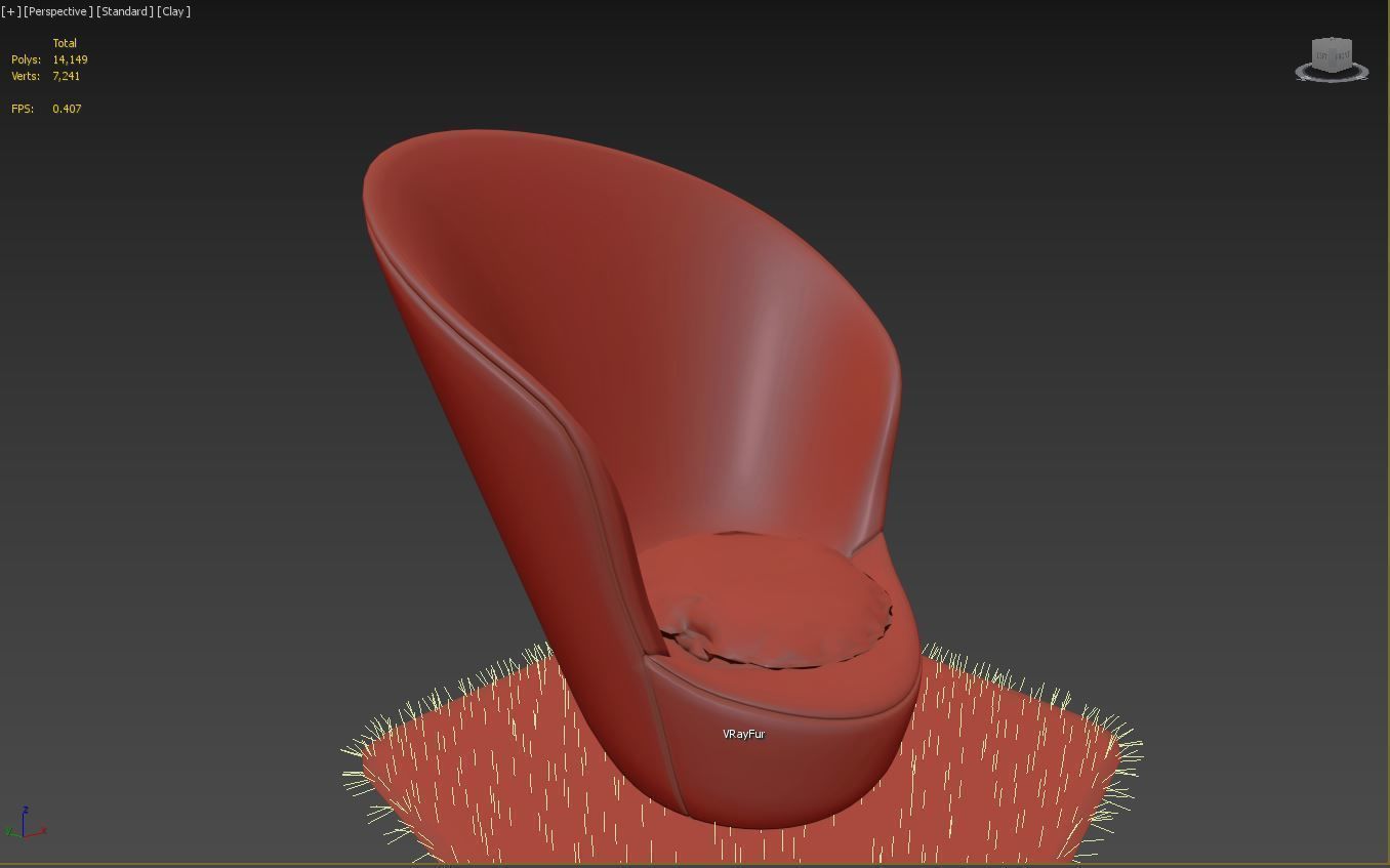 Single printed sofa Low-poly 3D model_6