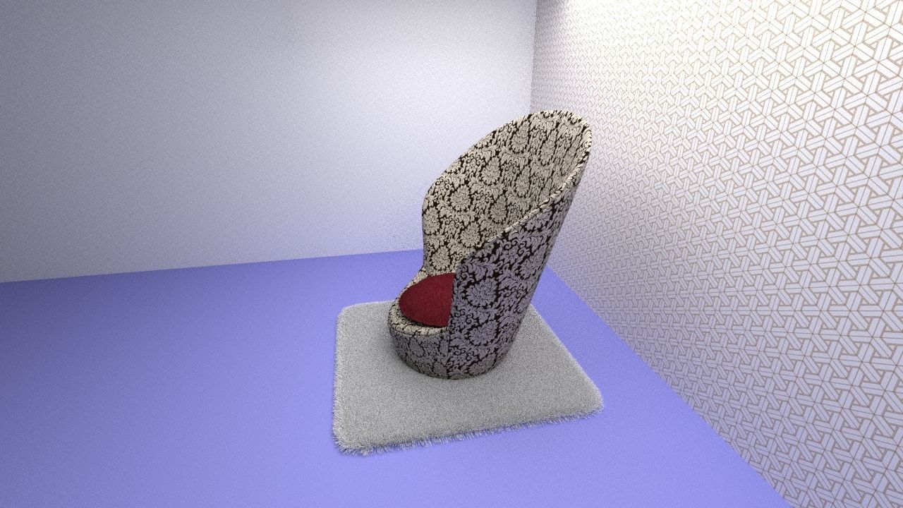 Single printed sofa Low-poly 3D model_4