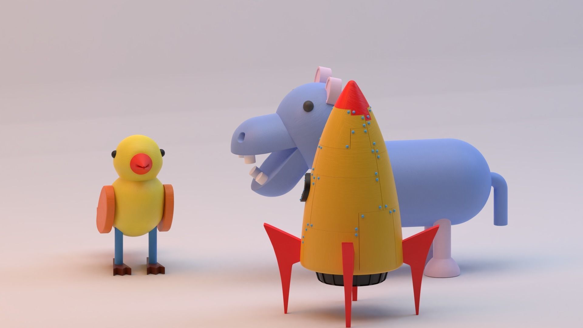 Set of three wooden games for children 3D model_10