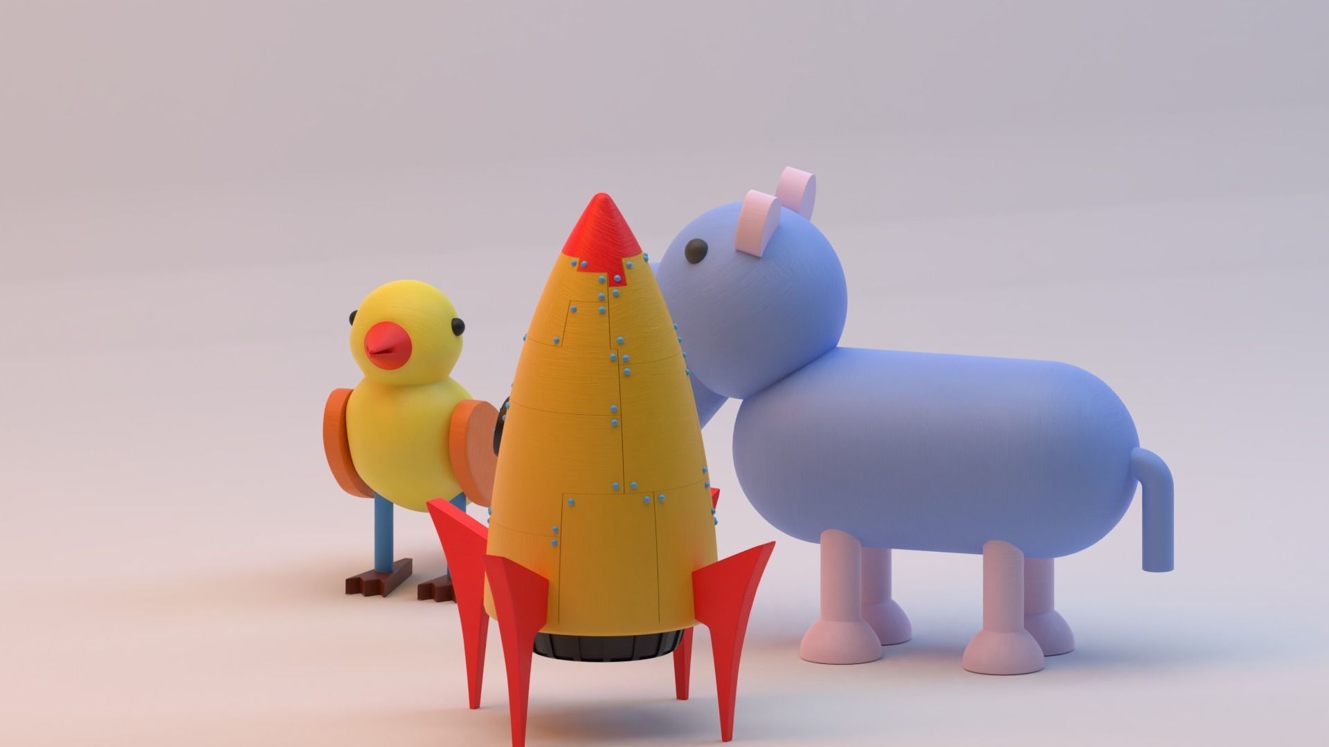 Set of three wooden games for children 3D model_9