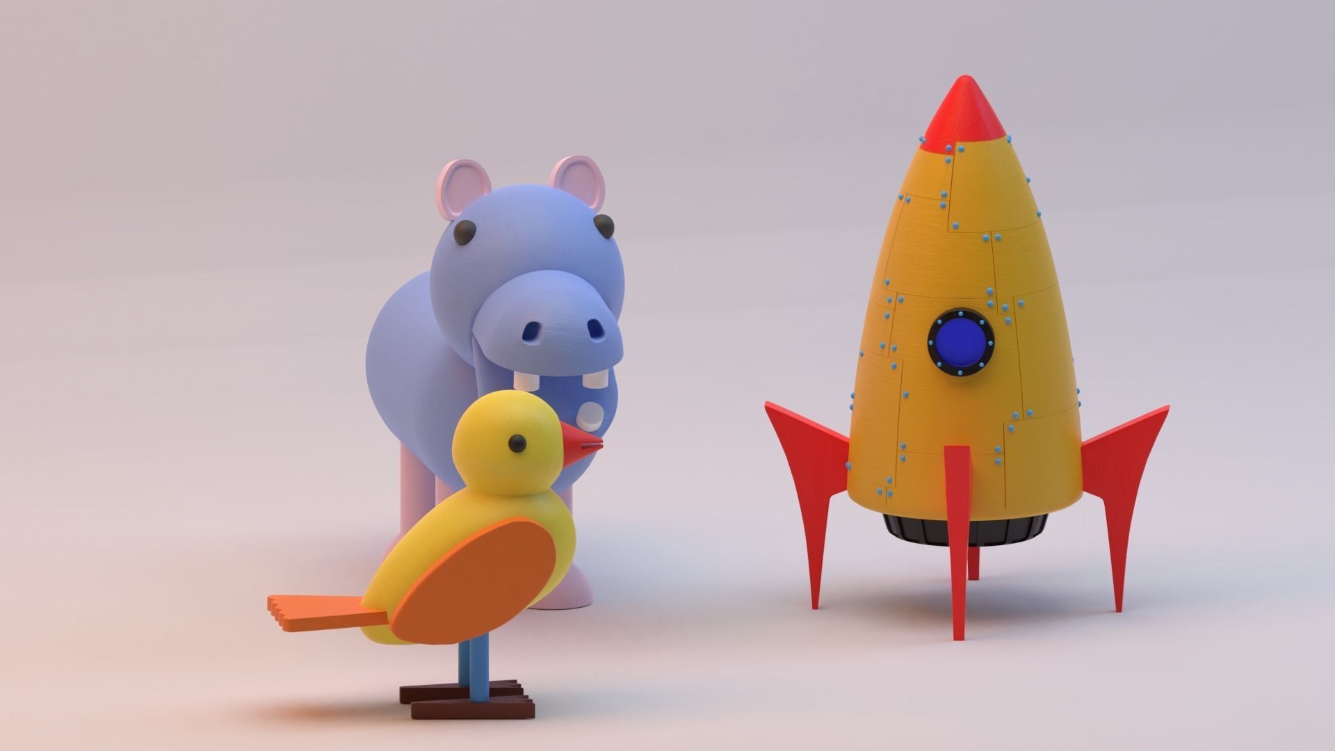 Set of three wooden games for children 3D model_1