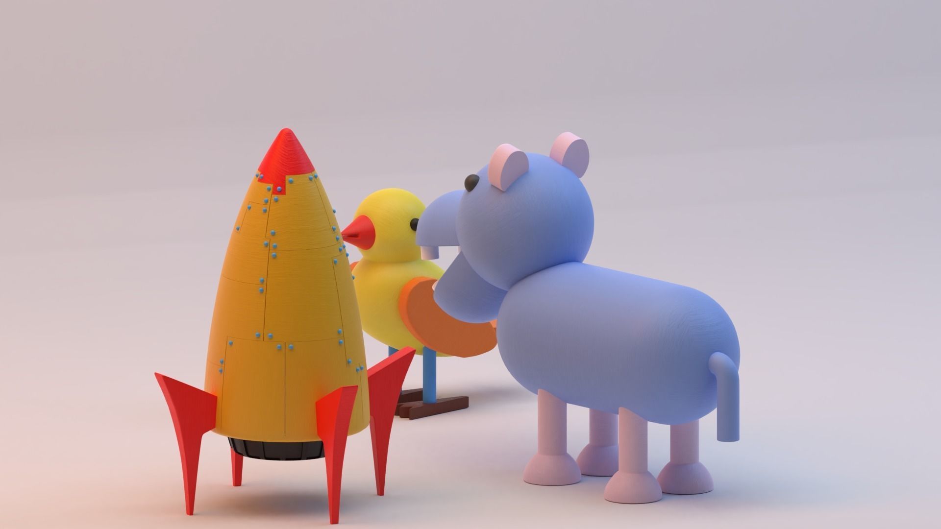 Set of three wooden games for children 3D model_8