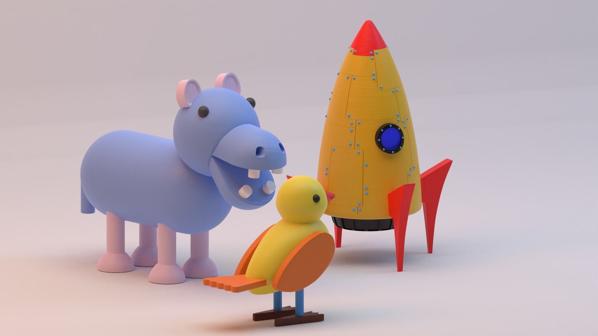 Set of three wooden games for children 3D model_2