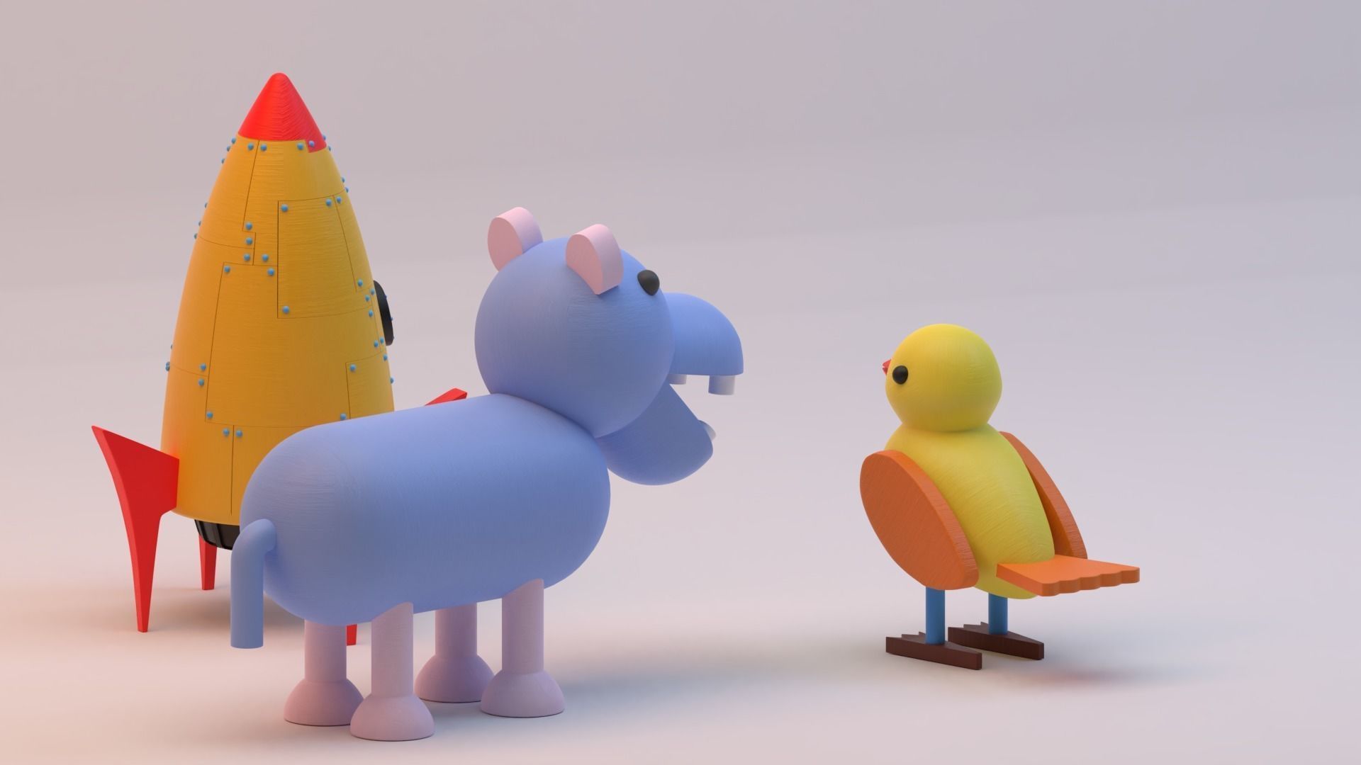 Set of three wooden games for children 3D model_5