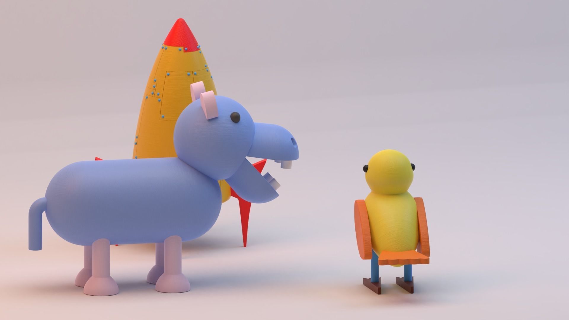 Set of three wooden games for children 3D model_4