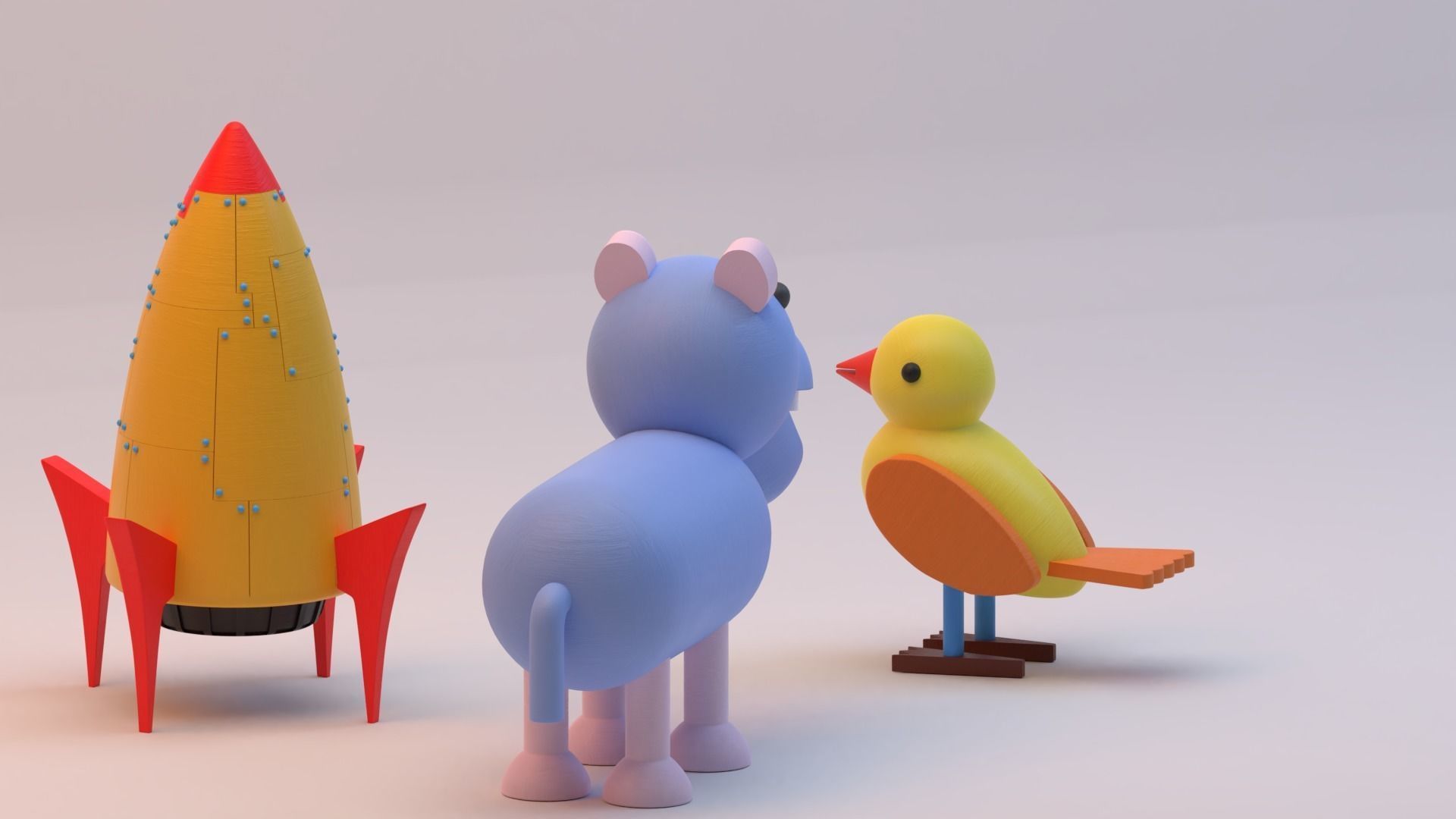 Set of three wooden games for children 3D model_6