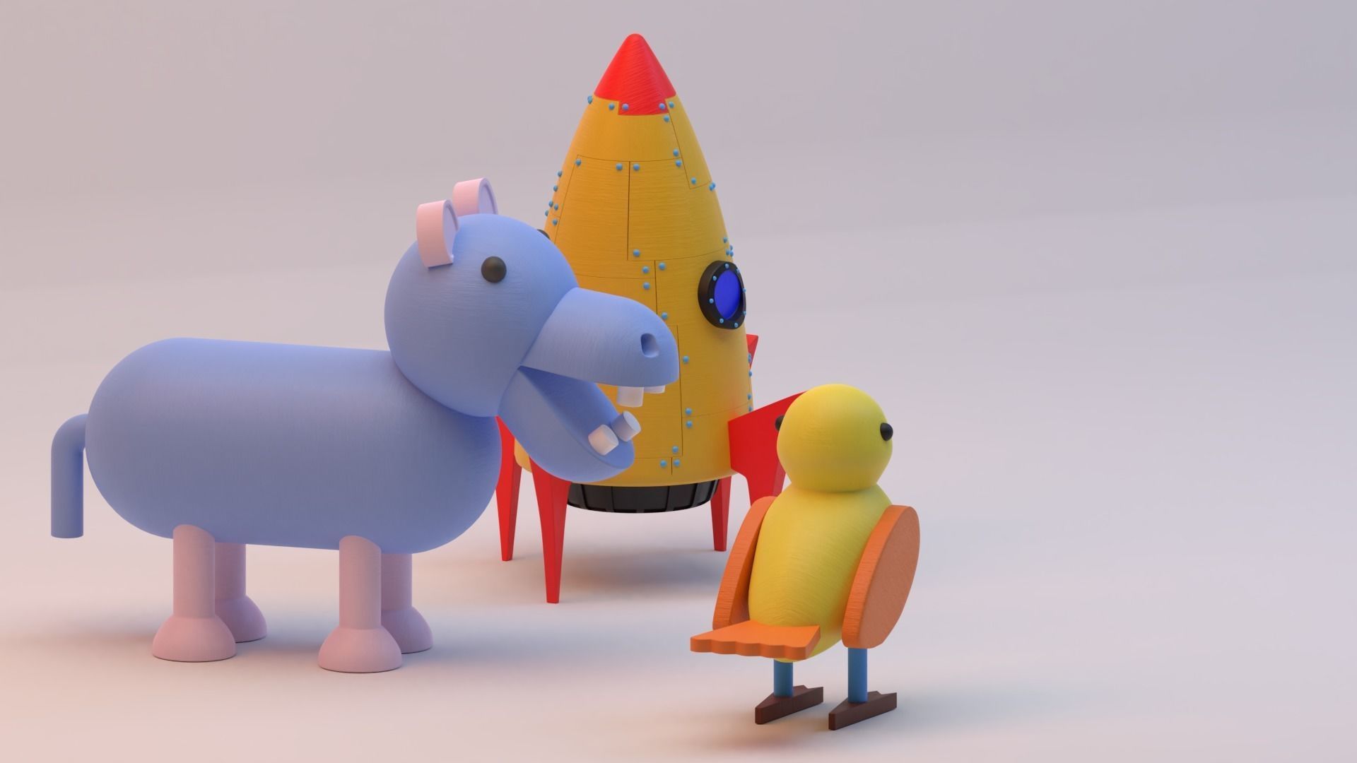 Set of three wooden games for children 3D model_3