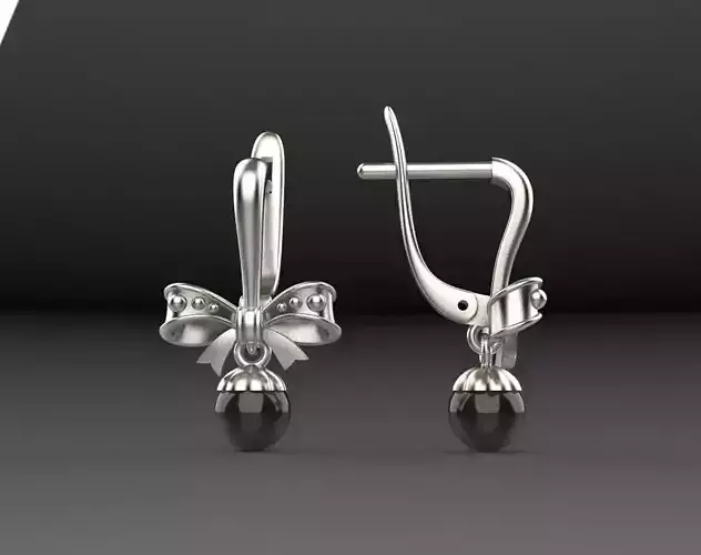 Earrings Bow 3D 