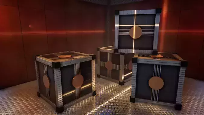 Futuristic crate  Low-poly 3D model