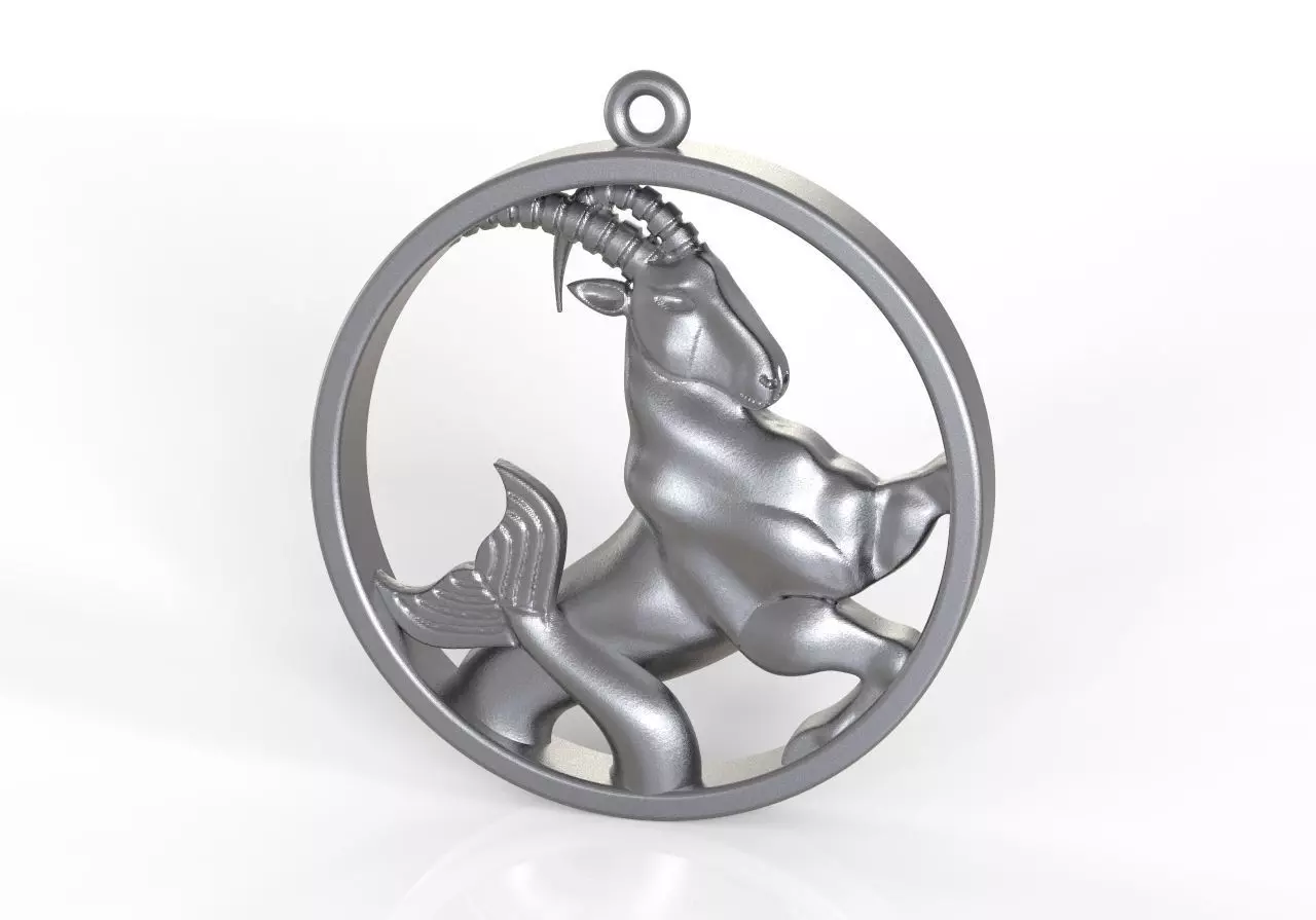 Capricorn in circle 3D print model_0