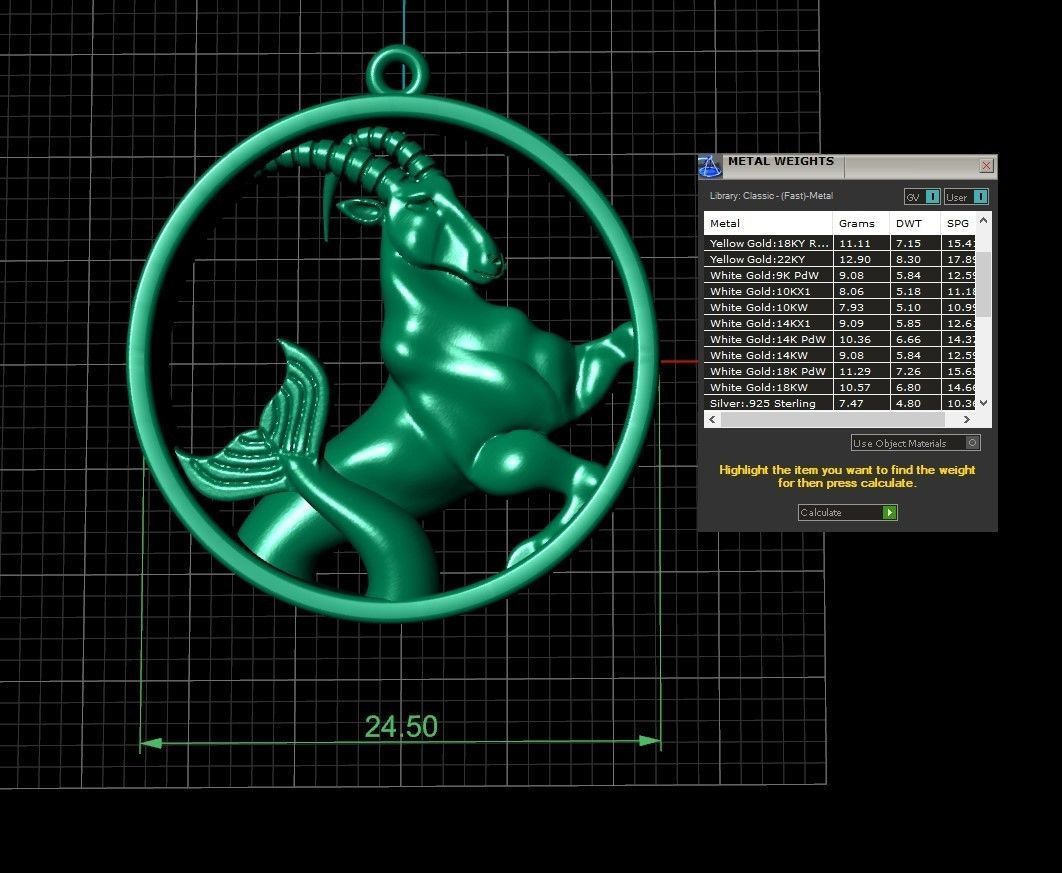 Capricorn in circle 3D print model_1
