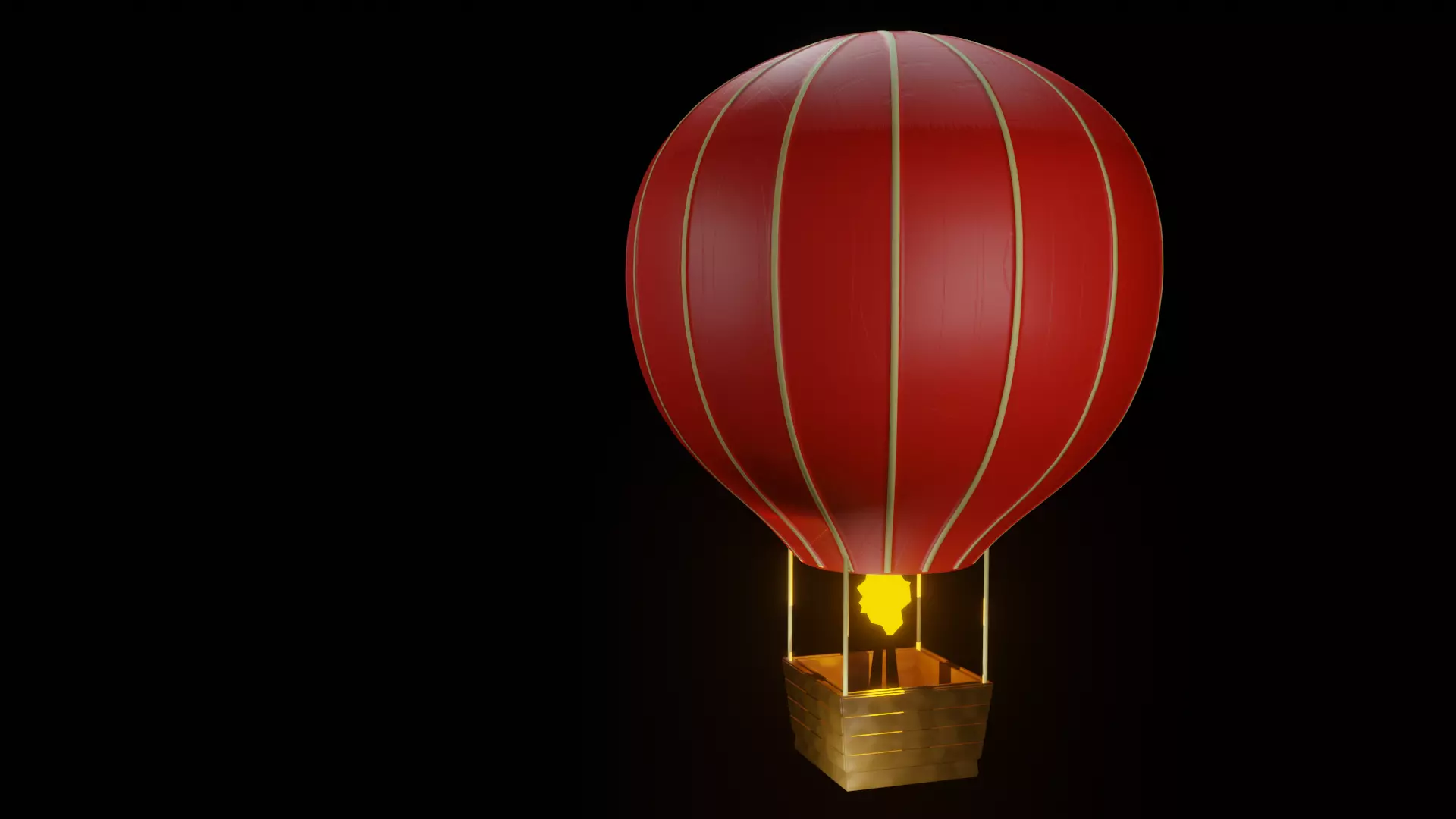 Hot Air Balloon Low-poly 3D model