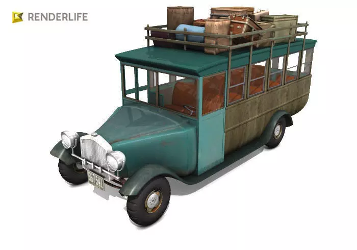 Old fashion bus 3D model_0