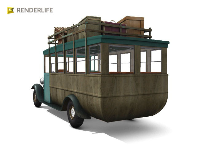 Old fashion bus 3D model_1