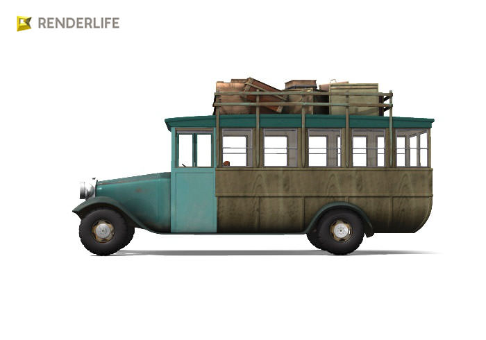 Old fashion bus 3D model_2