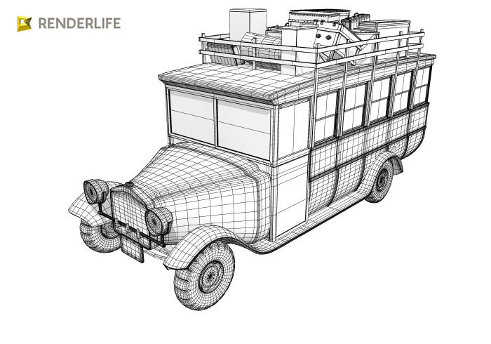 Old fashion bus 3D model_5