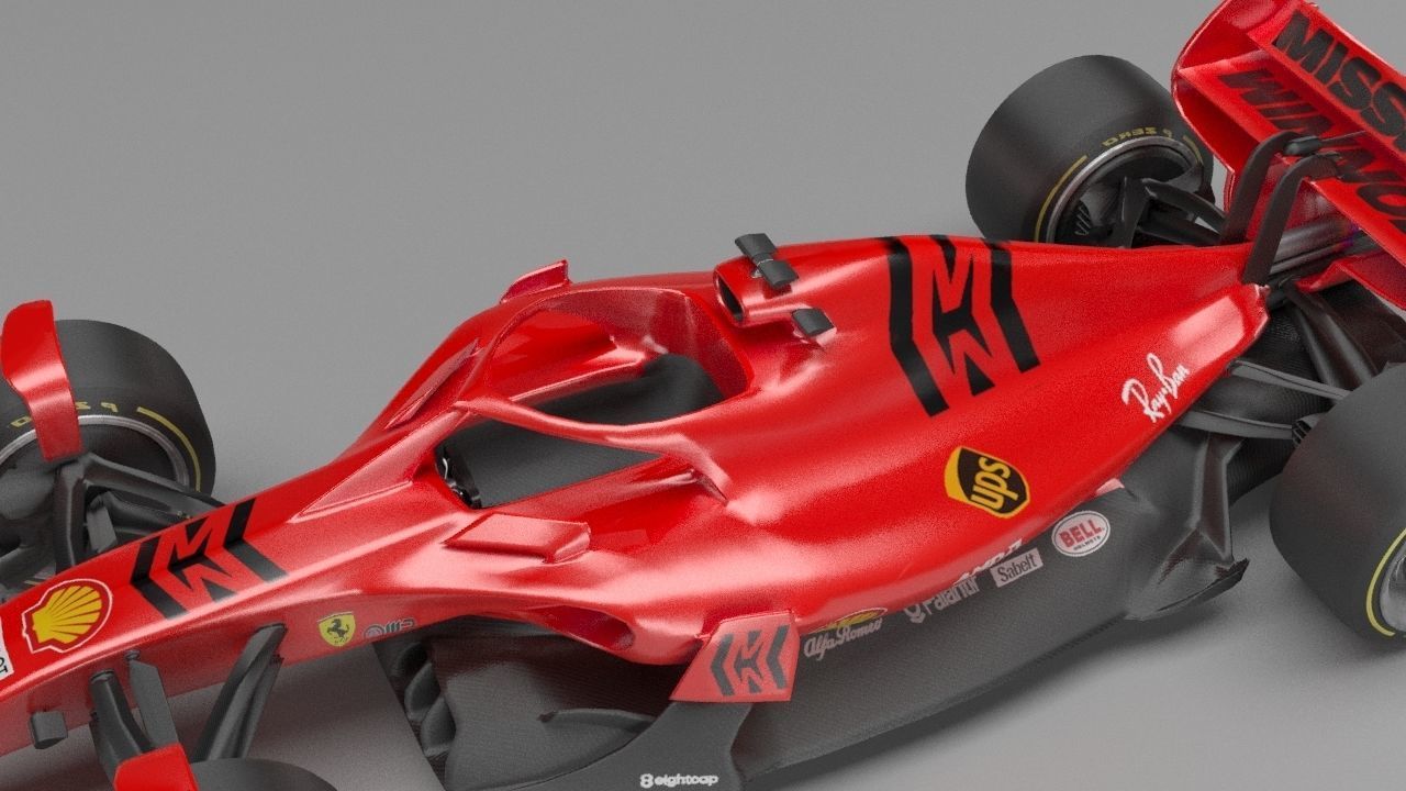 f1 scuderia ferrari 2021 - 2023 concept Low-poly 3D model_7