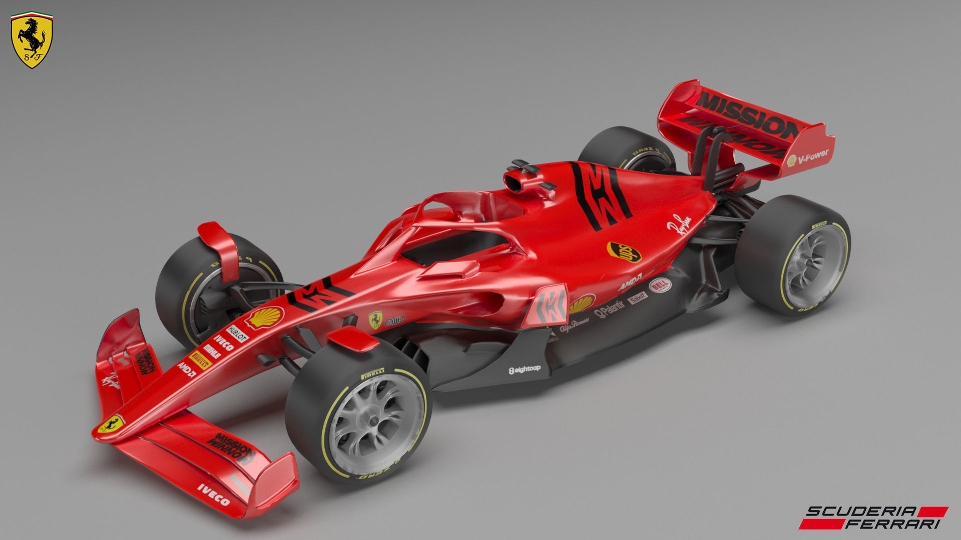 f1 scuderia ferrari 2021 - 2023 concept Low-poly 3D model_24