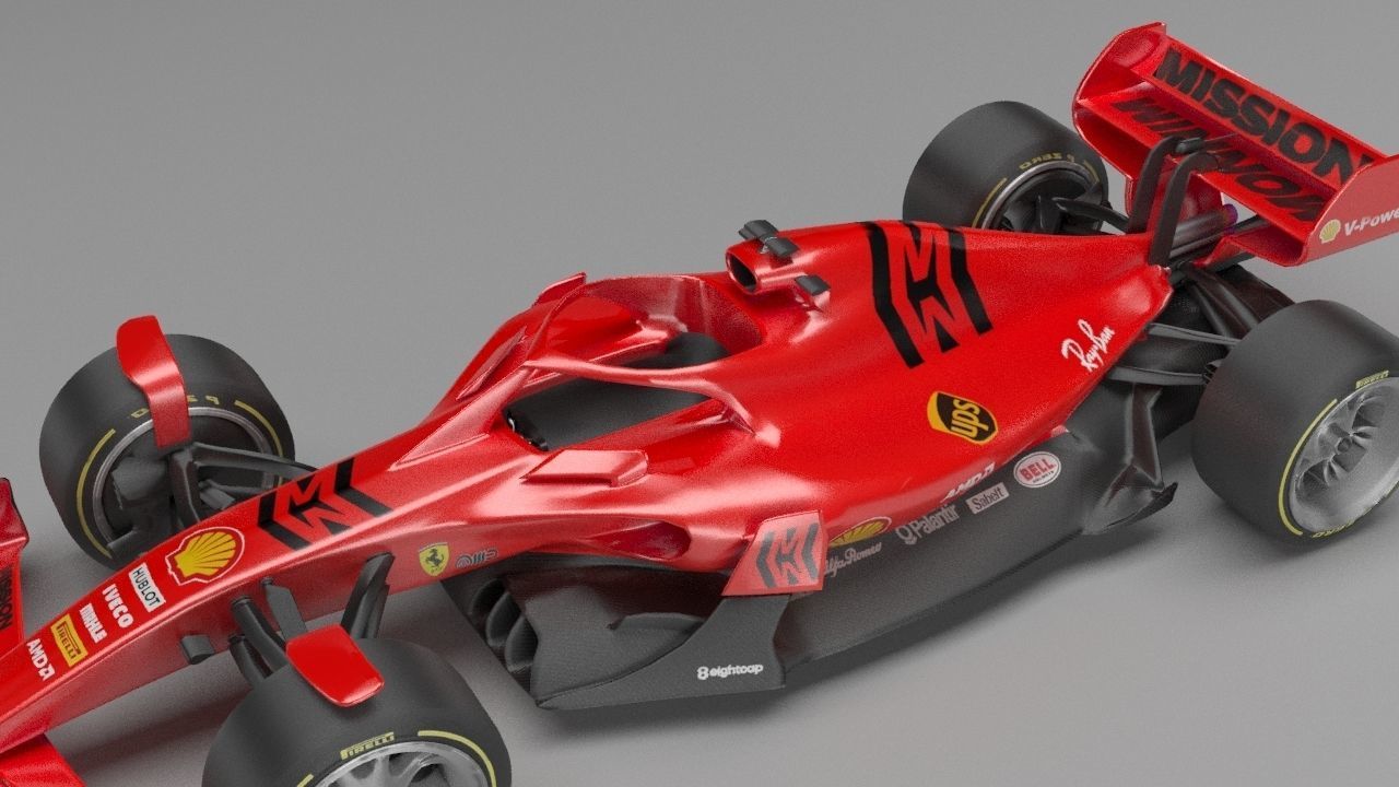 f1 scuderia ferrari 2021 - 2023 concept Low-poly 3D model_6